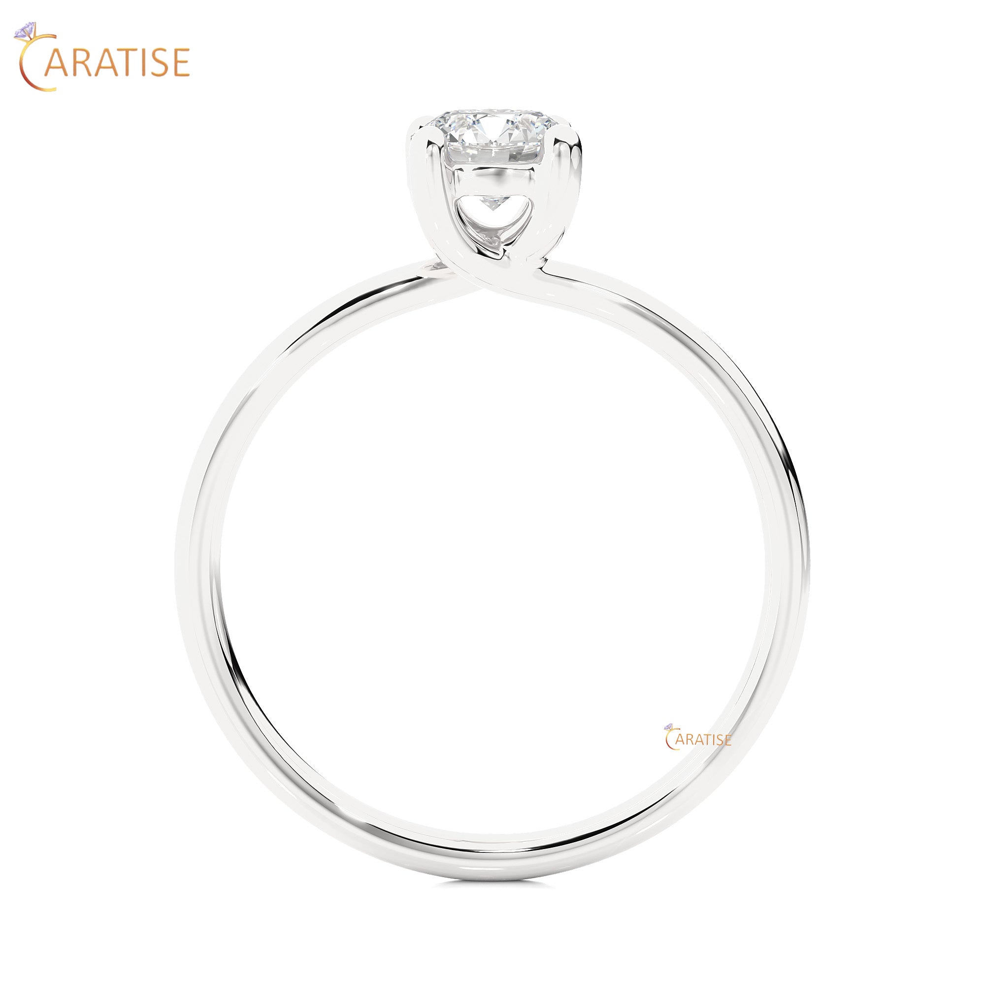 0.53 TDW Round Cut Moissanite Diamond Solitaire Ring 925 Silver