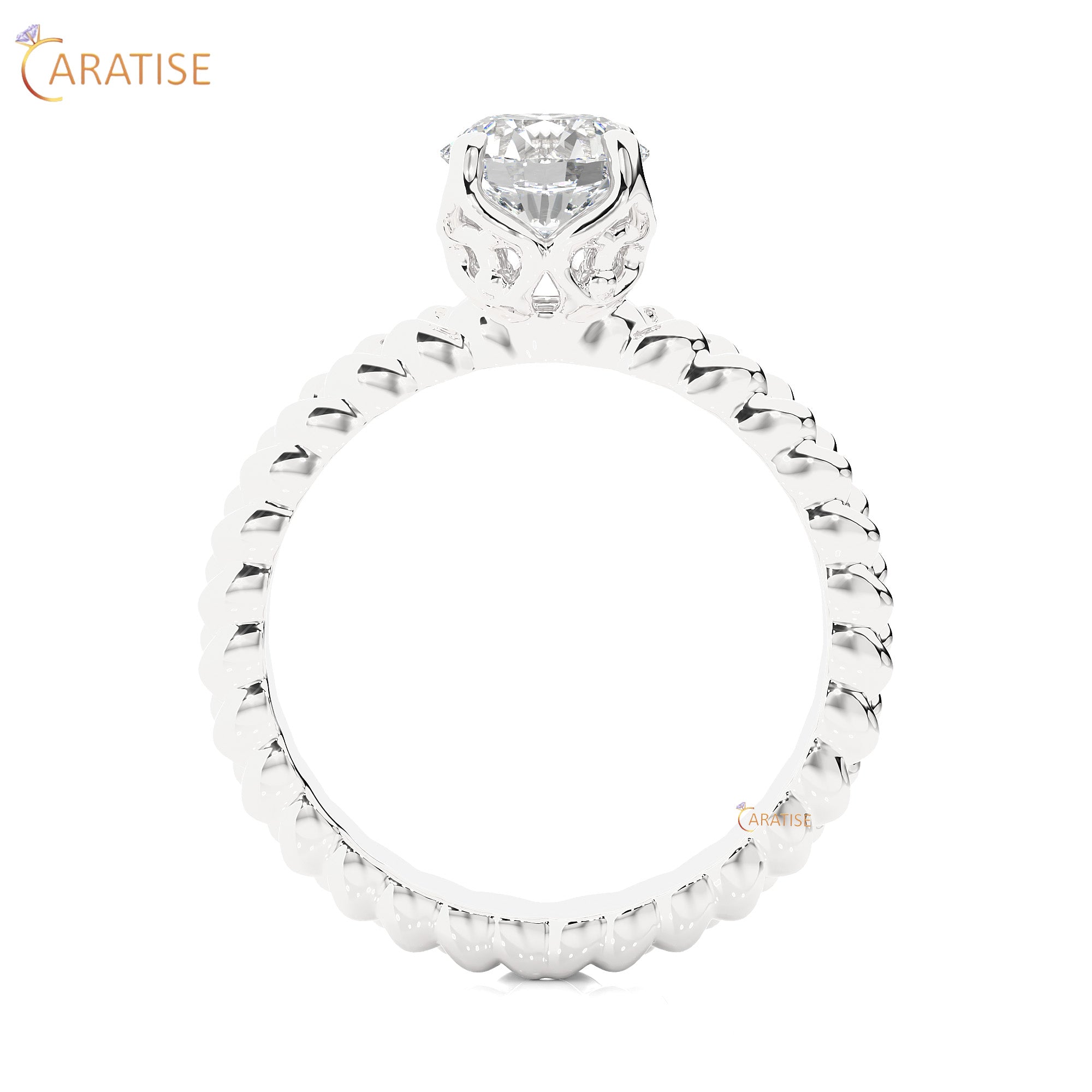 0.98 TDW Round Cut Moissanite Diamond Solitaire Ring 925 Silver