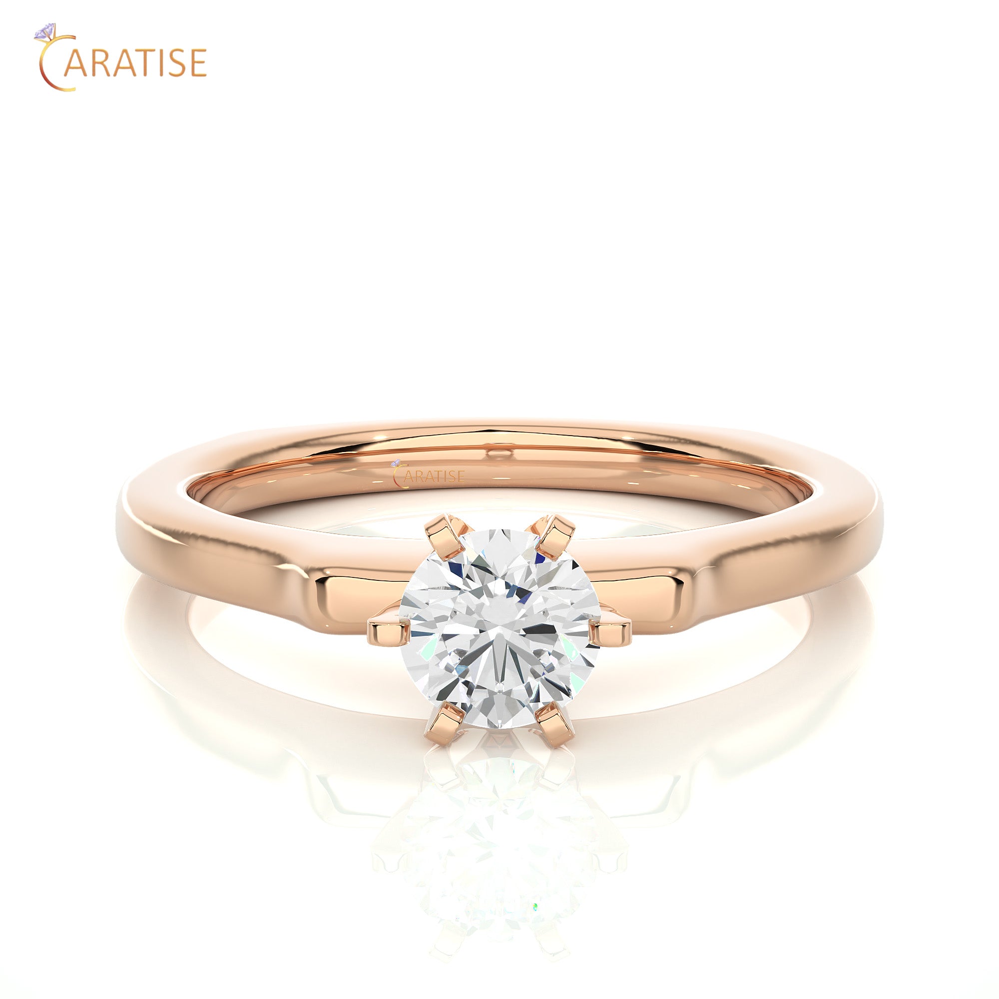 0.47 TDW Round Cut Moissanite Diamond Solitaire Ring 925 Silver