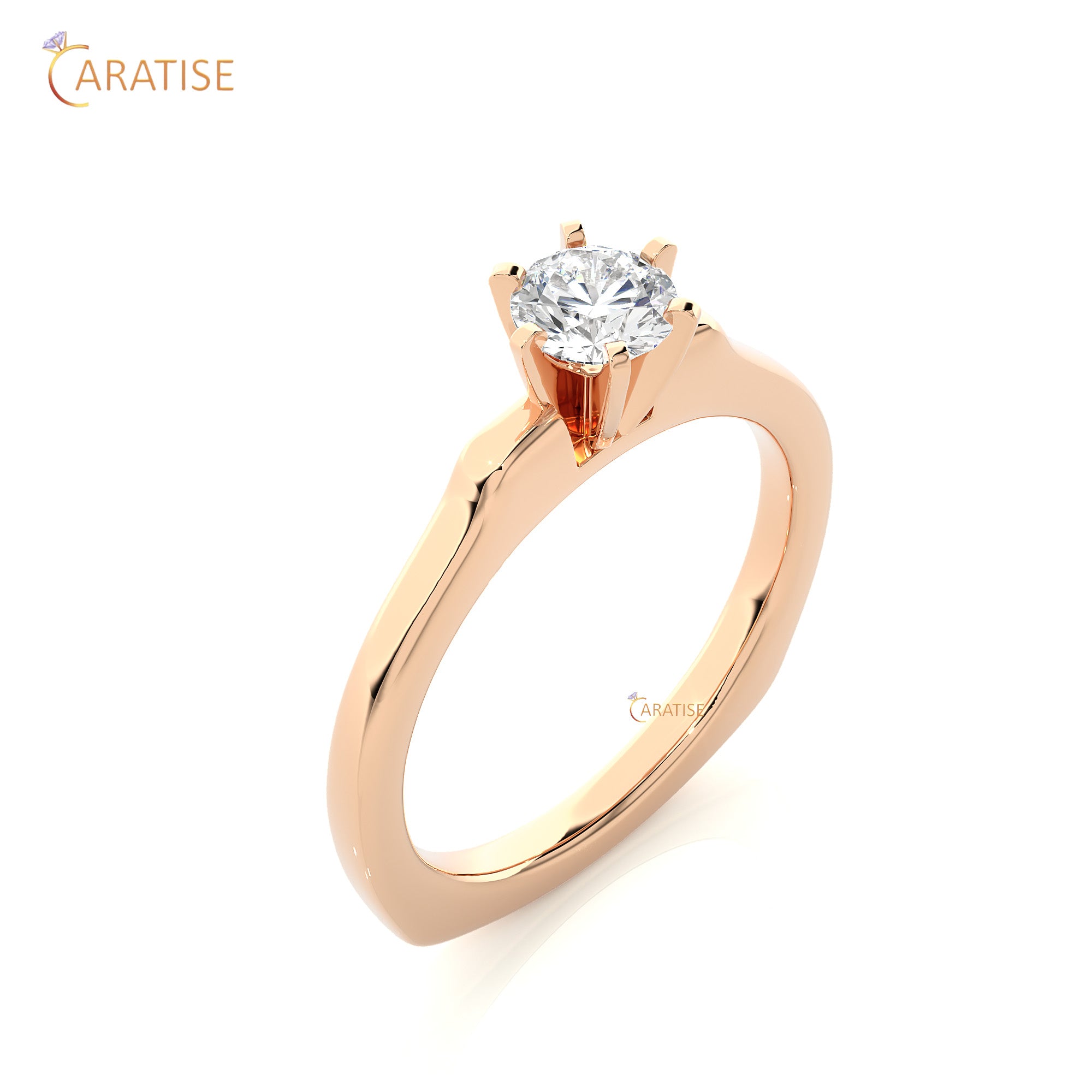 0.47 TDW Round Cut Moissanite Diamond Solitaire Ring 925 Silver