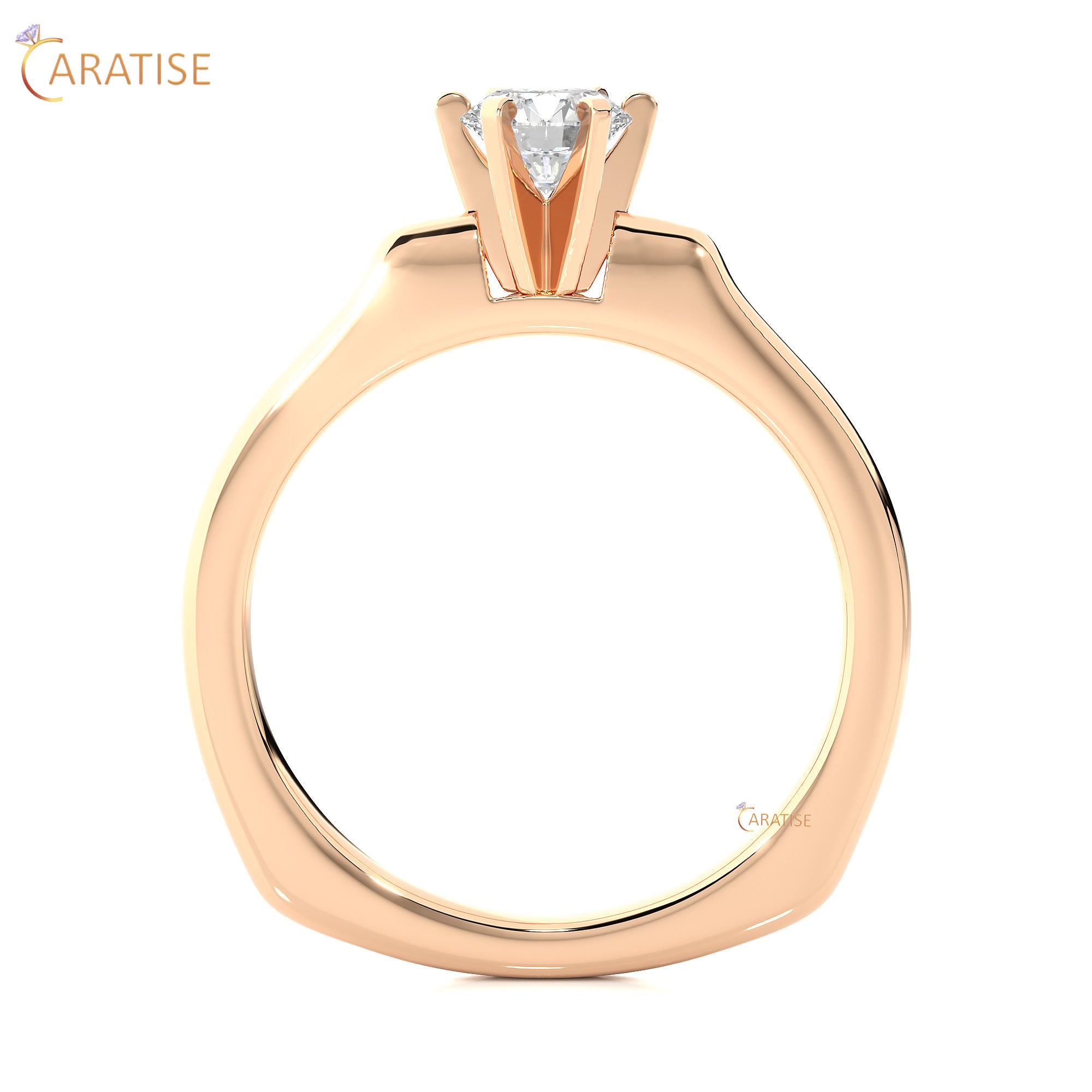 0.47 TDW Round Cut Moissanite Diamond Solitaire Ring 925 Silver