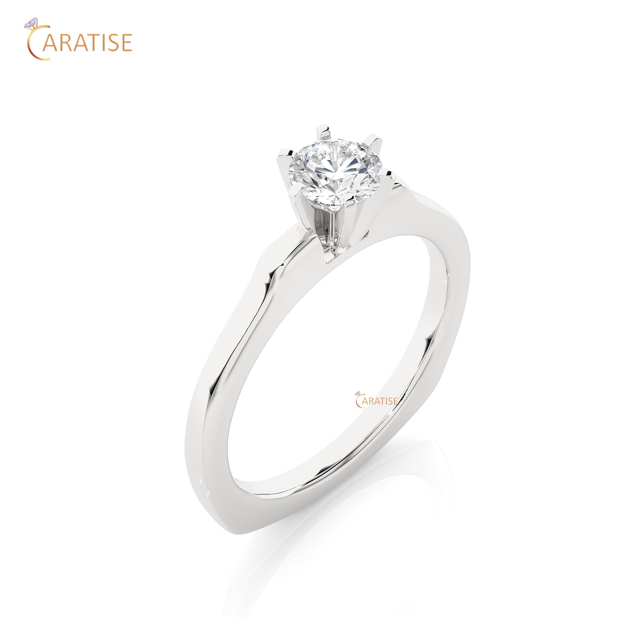 0.47 TDW Round Cut Moissanite Diamond Solitaire Ring 925 Silver