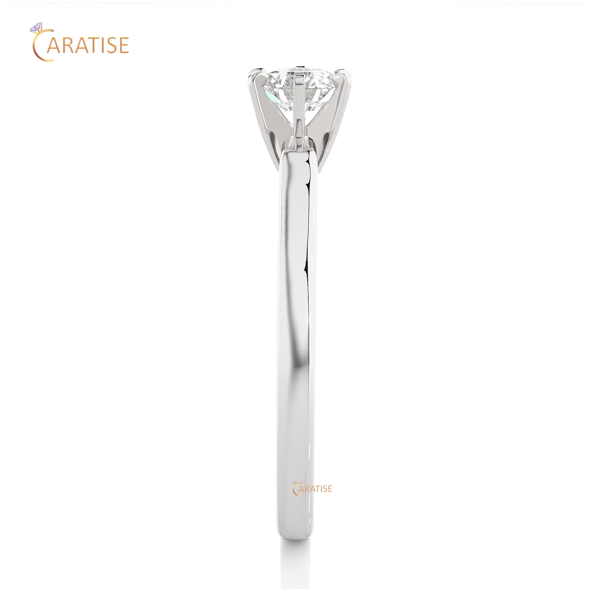 0.47 TDW Round Cut Moissanite Diamond Solitaire Ring 925 Silver