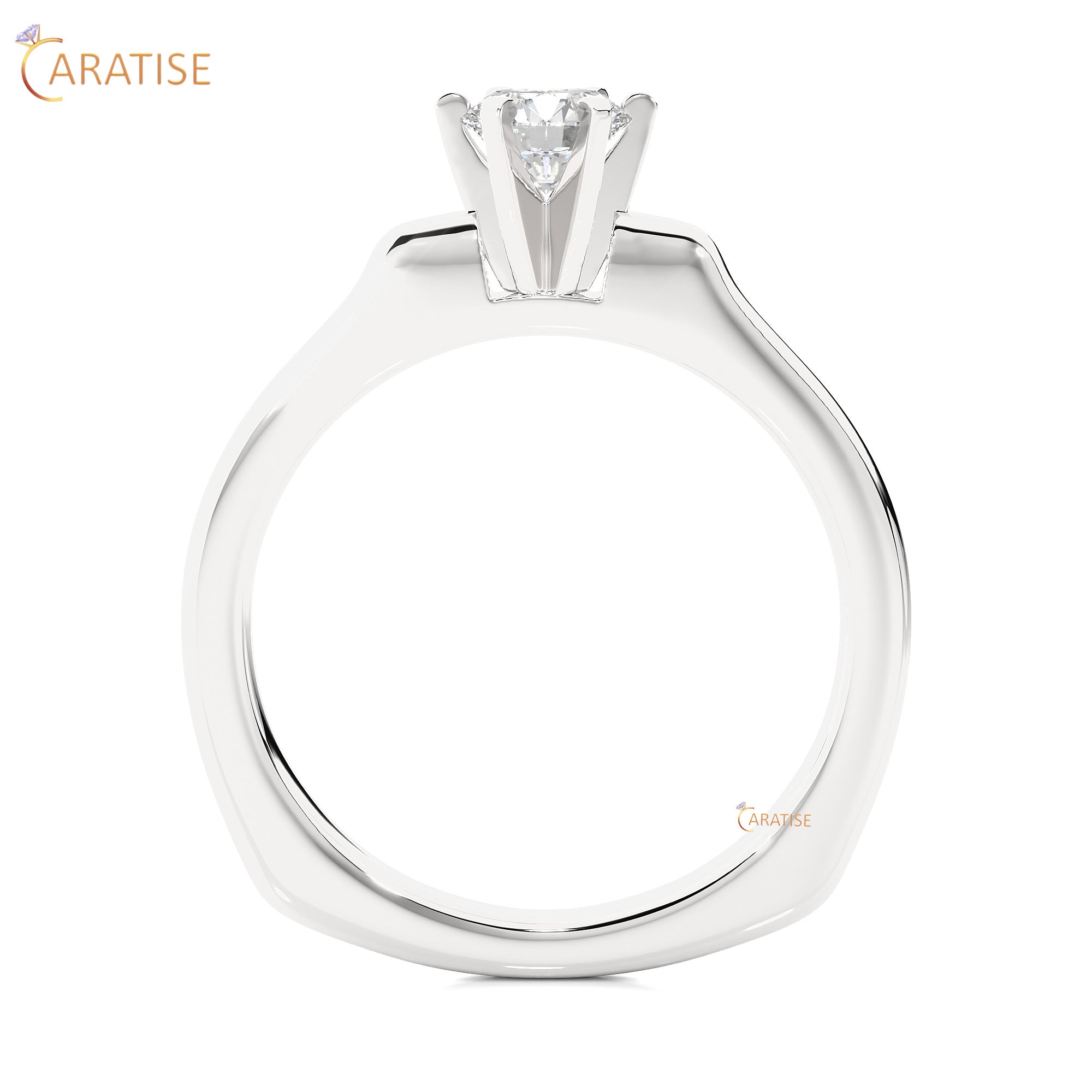 0.47 TDW Round Cut Moissanite Diamond Solitaire Ring 925 Silver