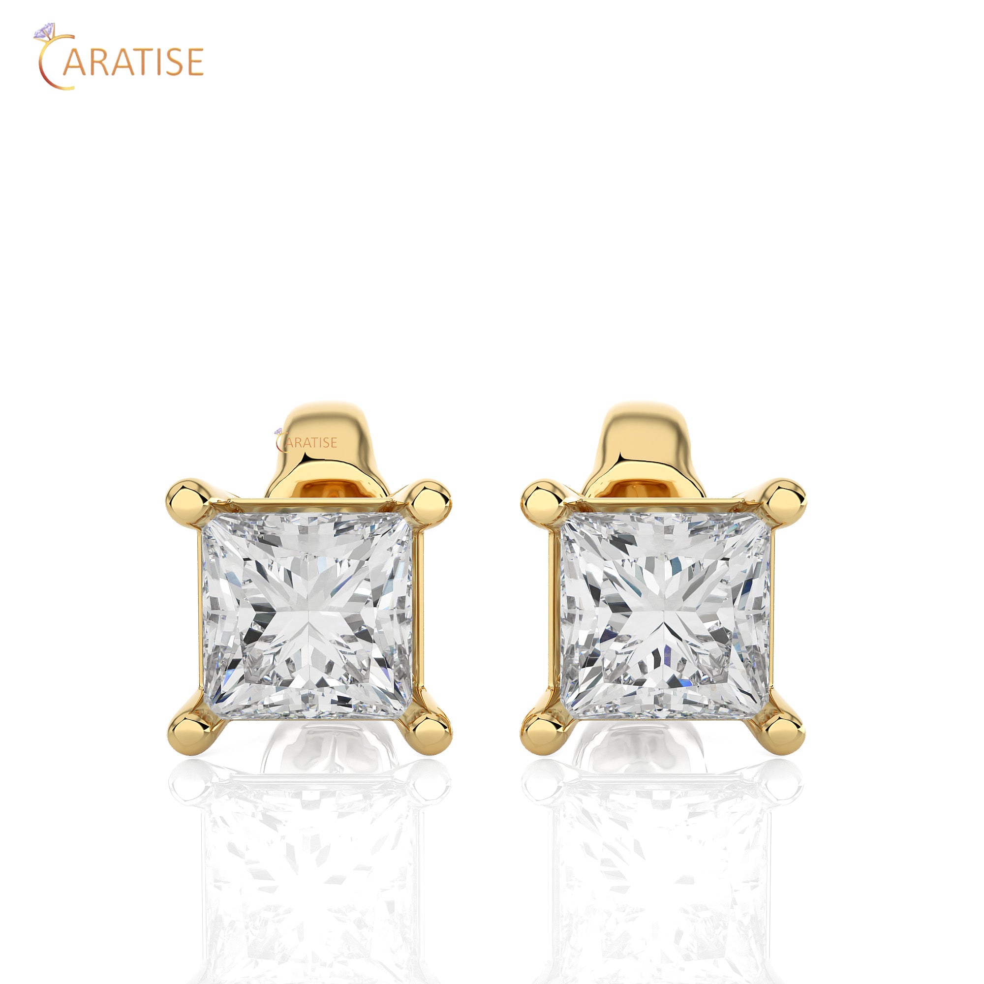 1.00 TDW Princess Cut Moissanite  Diamond Stud Earring
