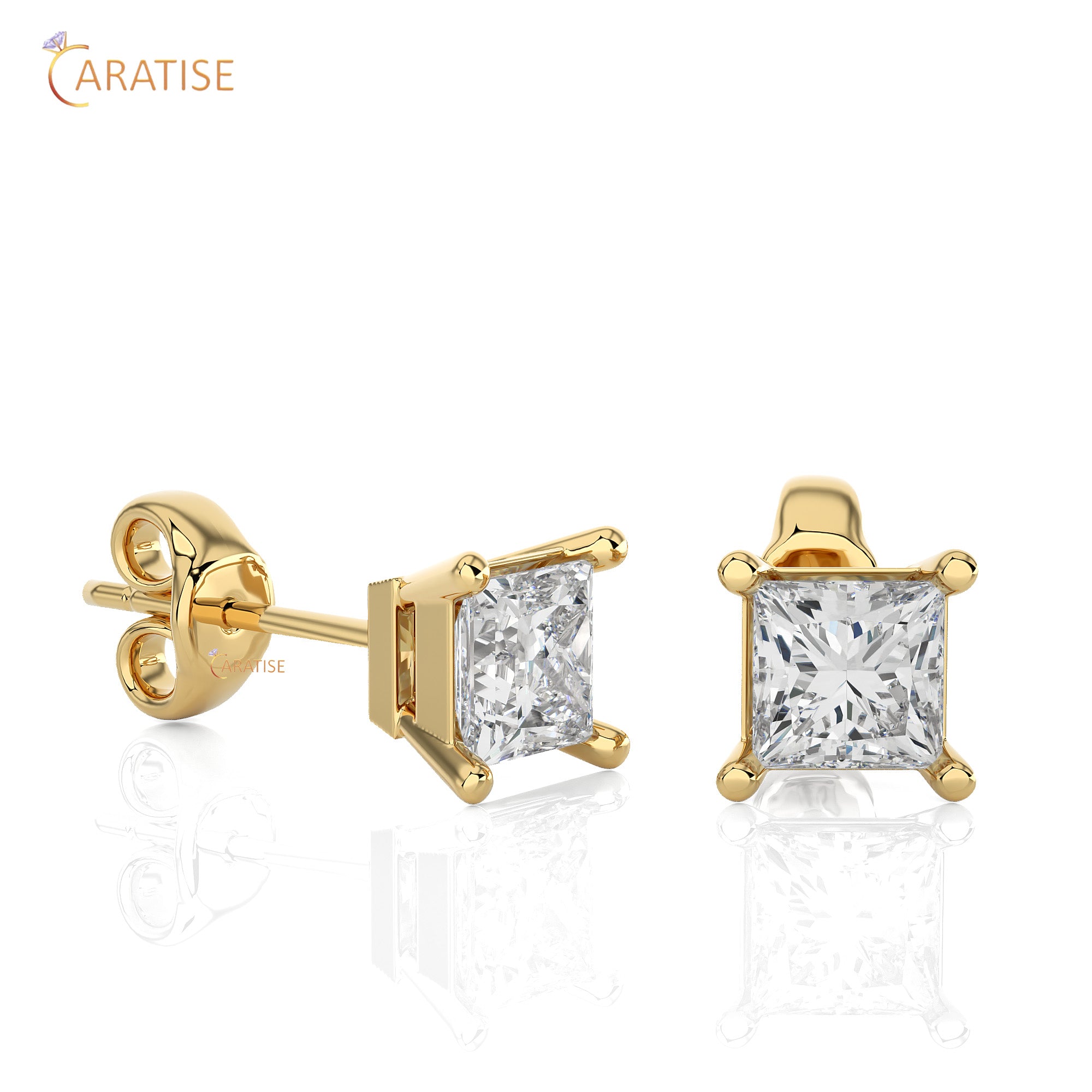 1.00 TDW Princess Cut Moissanite  Diamond Stud Earring