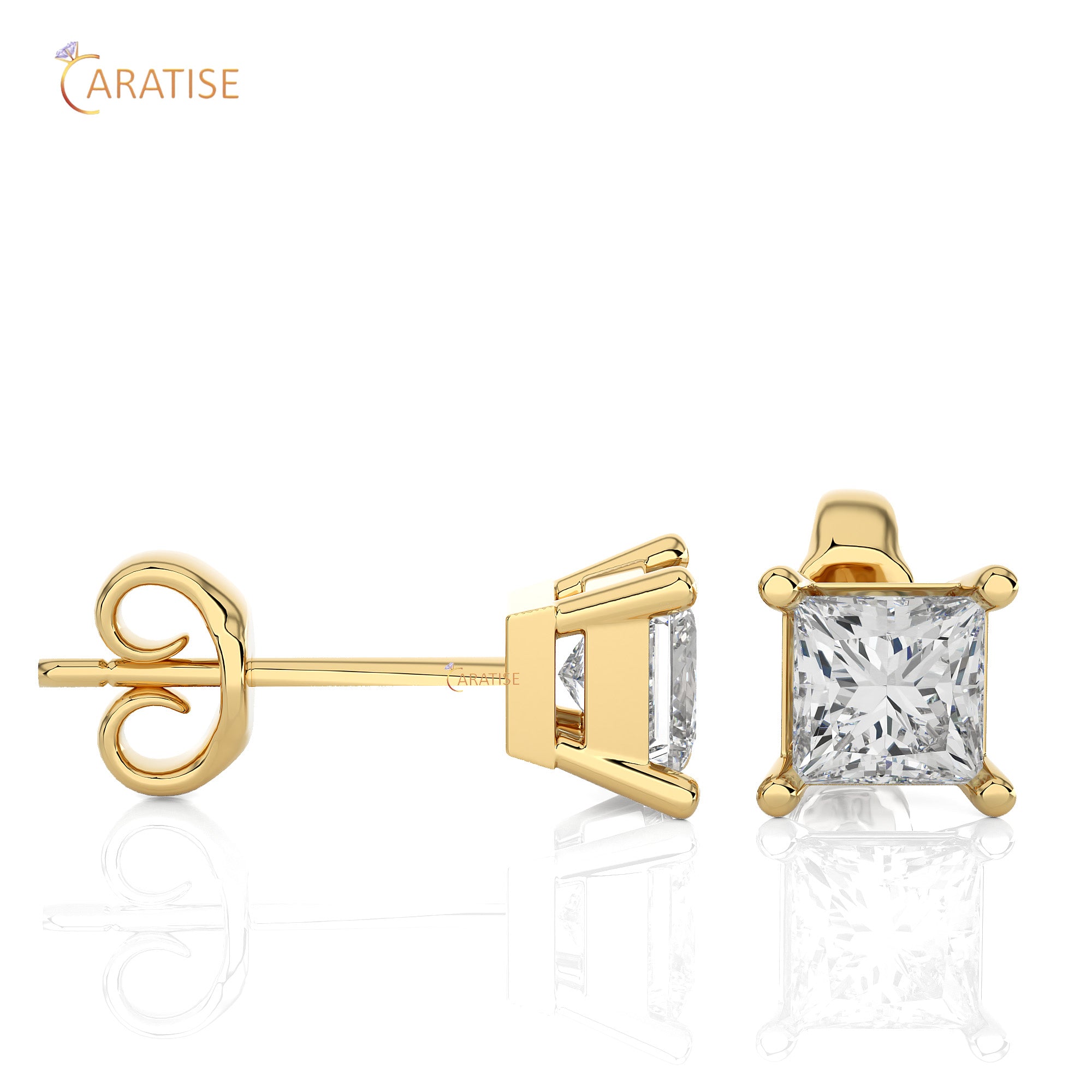 1.00 TDW Princess Cut Moissanite  Diamond Stud Earring