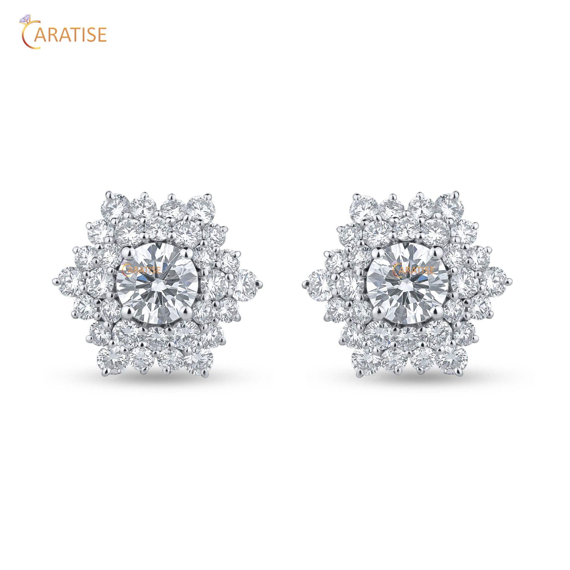 3.08 TDW Round Cut Moissanite Diamond Stud Earring 925 Silver