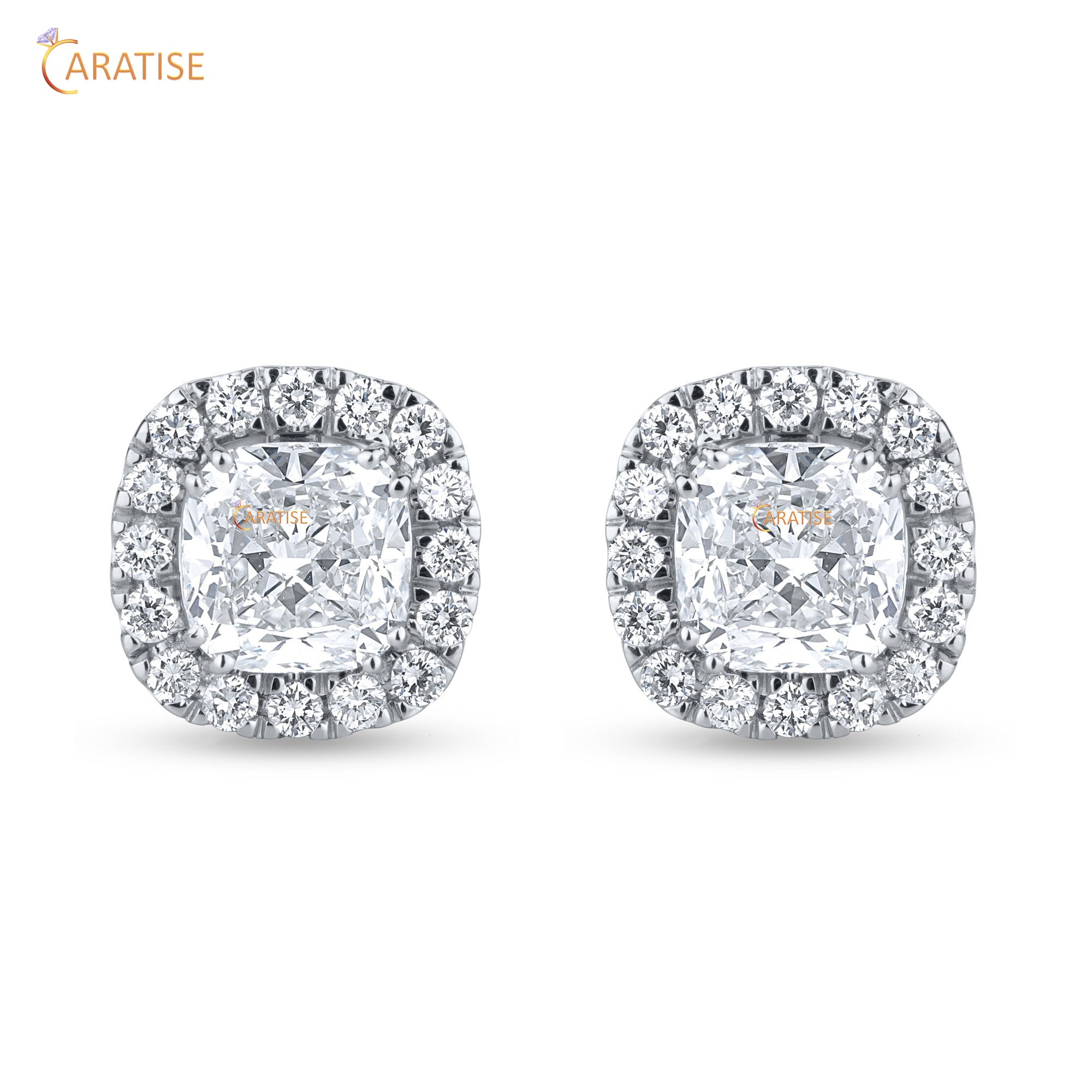 2.66 TDW Cushion & Round Cut Moissanite Diamond Earring 925 Silver