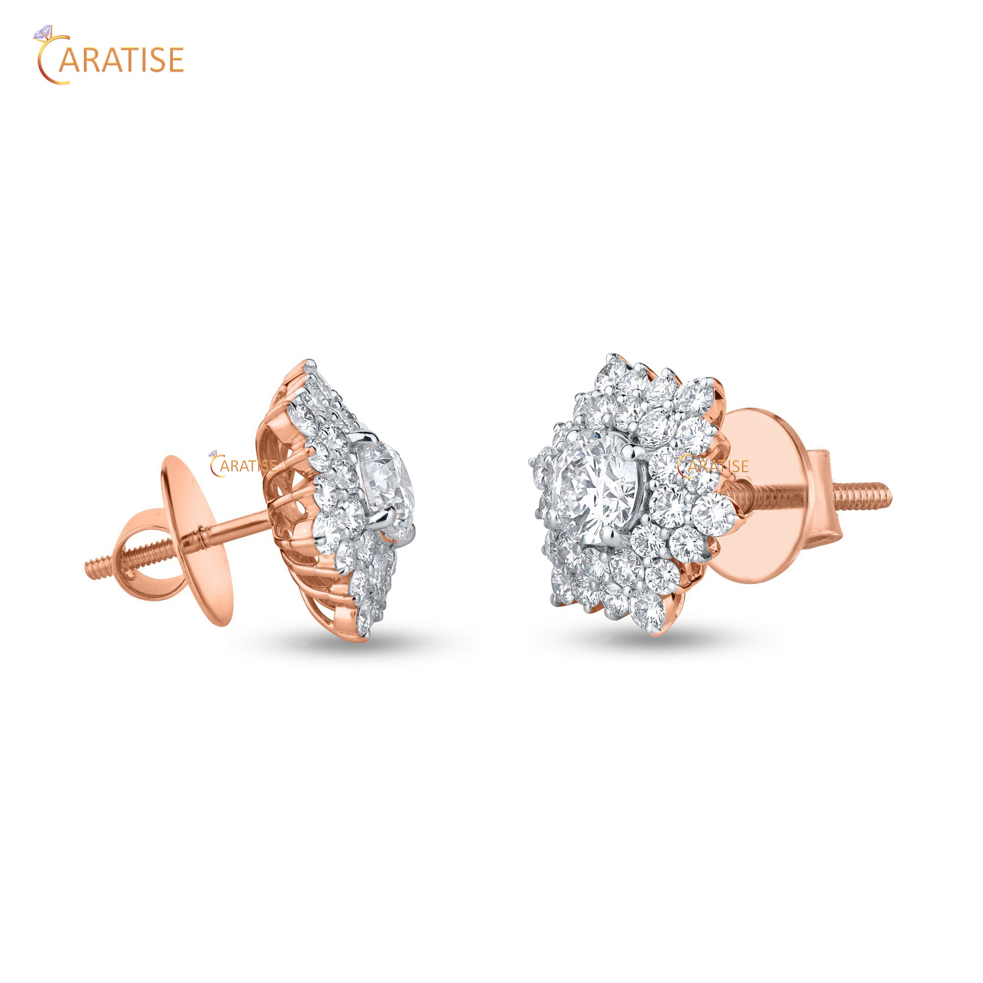 3.08 TDW Round Cut Moissanite Diamond Stud Earring 925 Silver