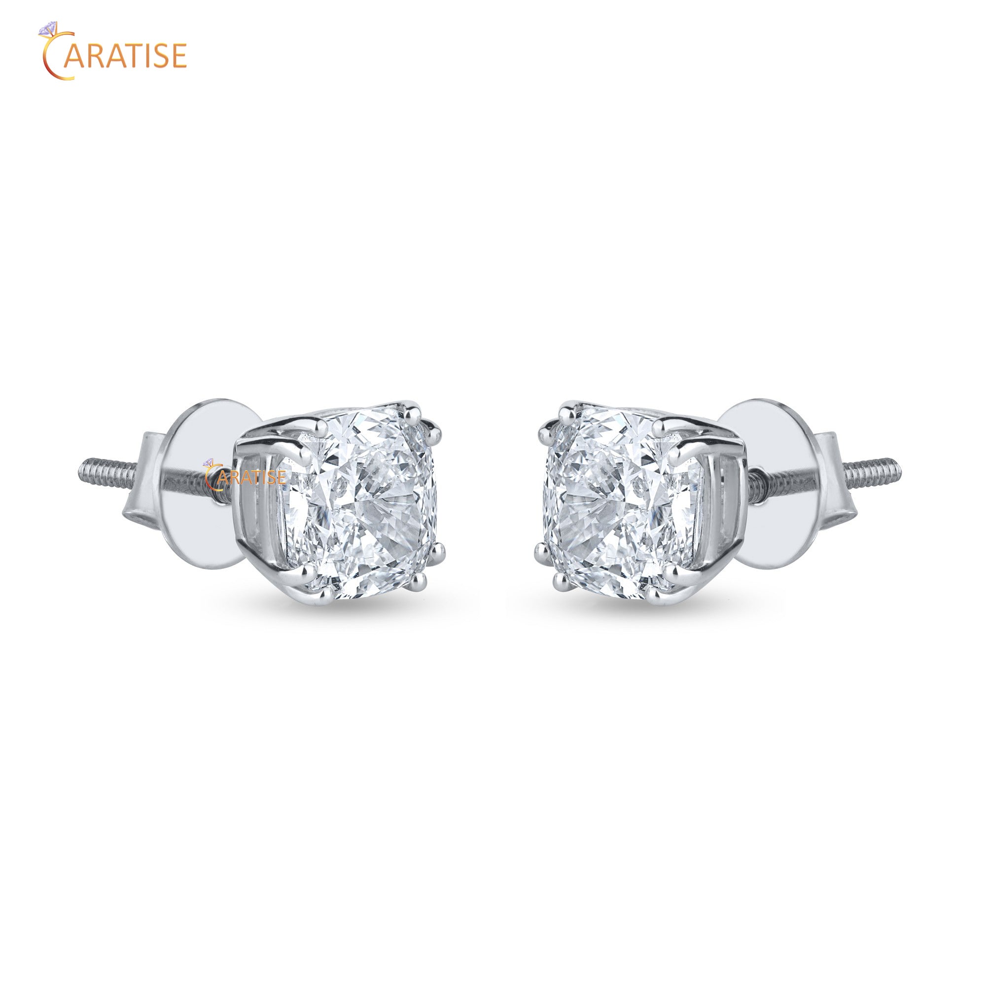 2.24 TDW Cushion Cut Moissanite Diamond Stud arring 925 Silver