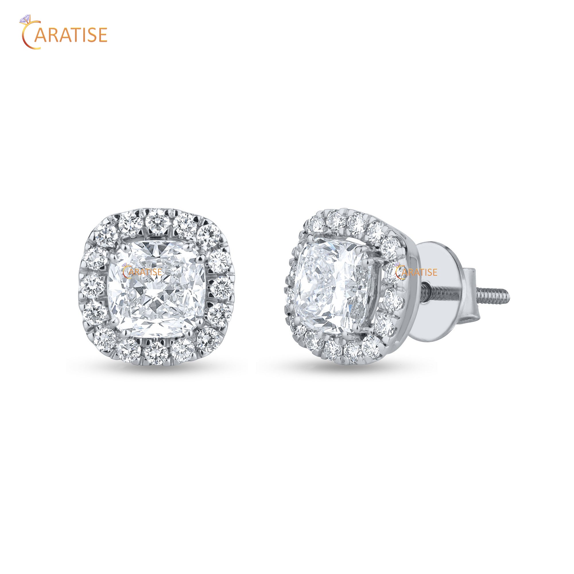 2.66 TDW Cushion & Round Cut Moissanite Diamond Earring 925 Silver