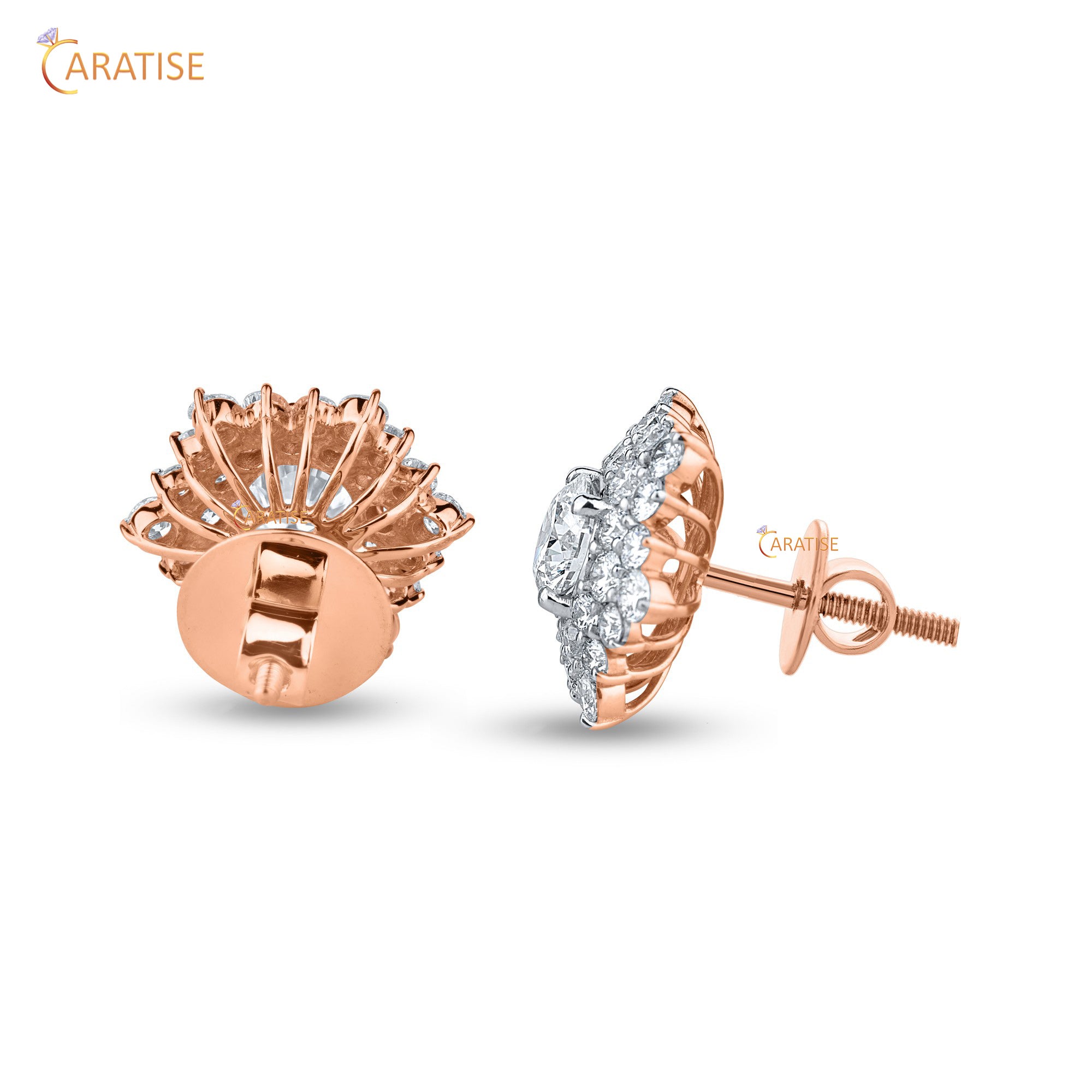 3.08 TDW Round Cut Moissanite Diamond Stud Earring 925 Silver