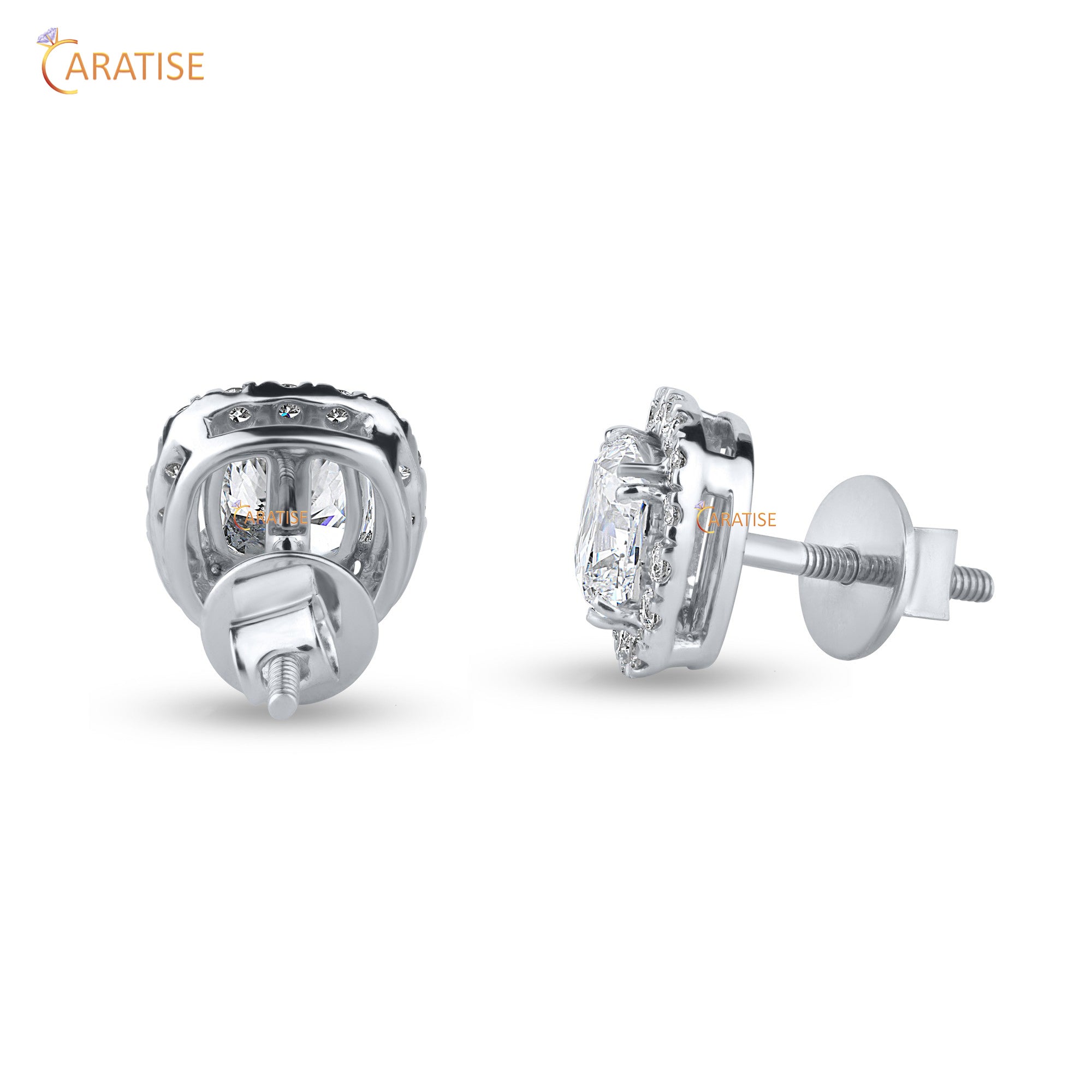 2.66 TDW Cushion & Round Cut Moissanite Diamond Earring 925 Silver