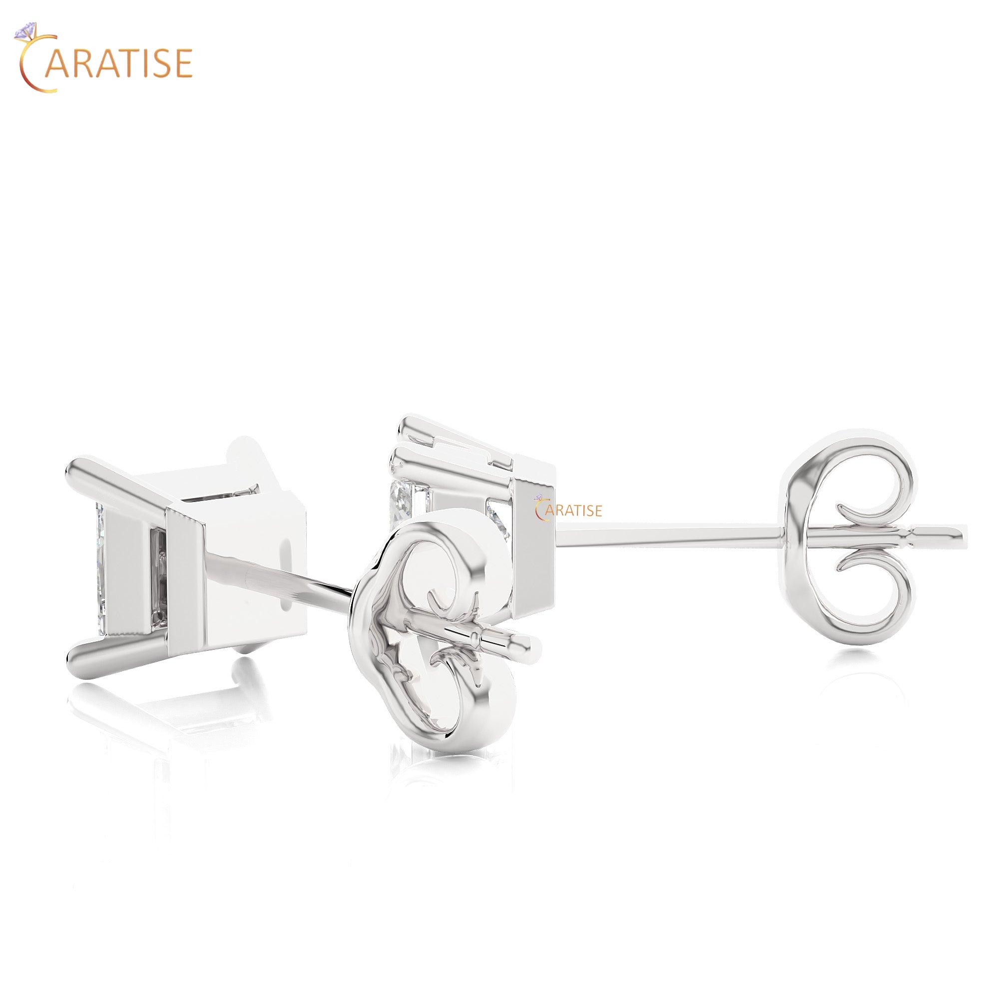 1.00 TDW Princess Cut Moissanite  Diamond Stud Earring