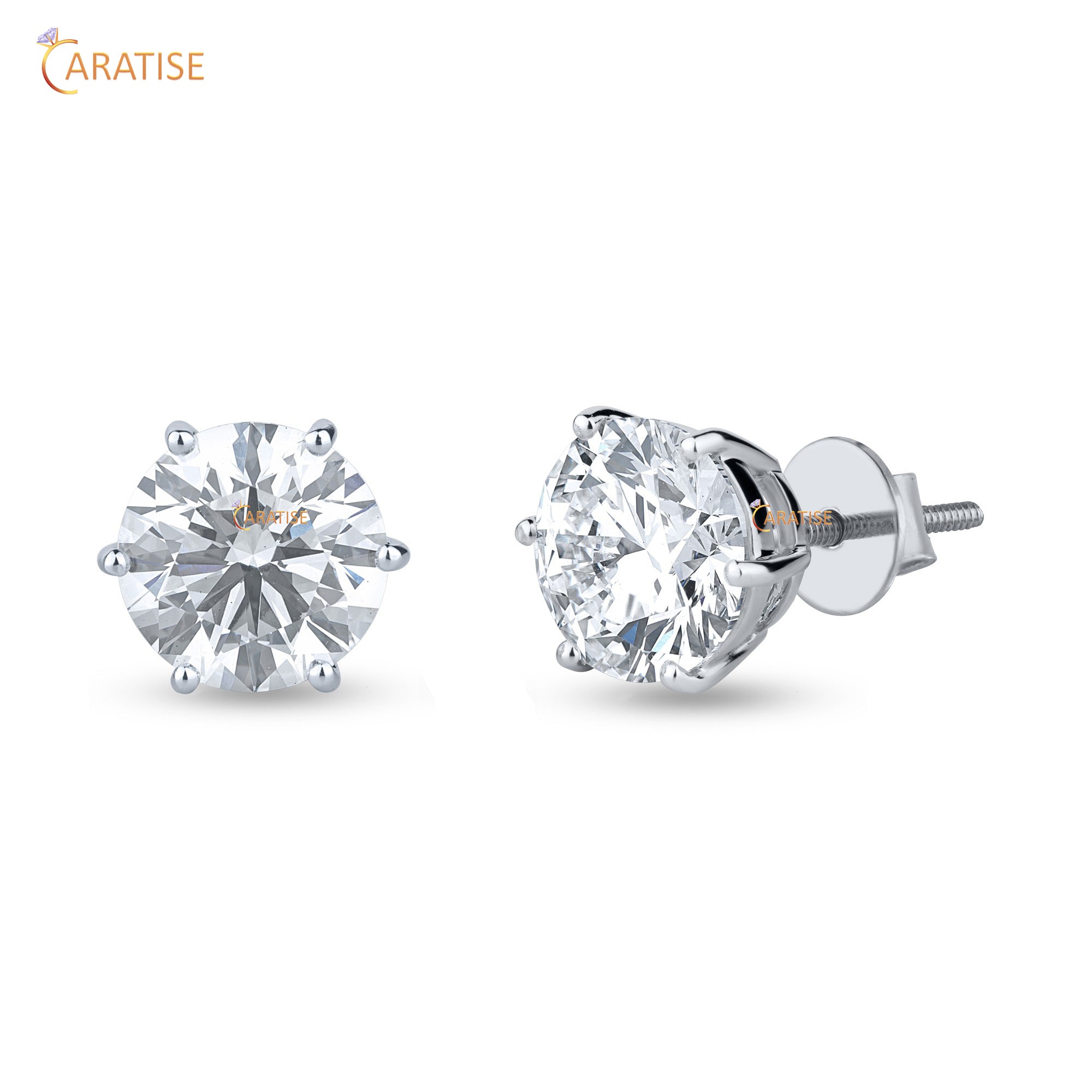 2.38 TDW Round Cut Moissanite Diamond Earring 925 Silver