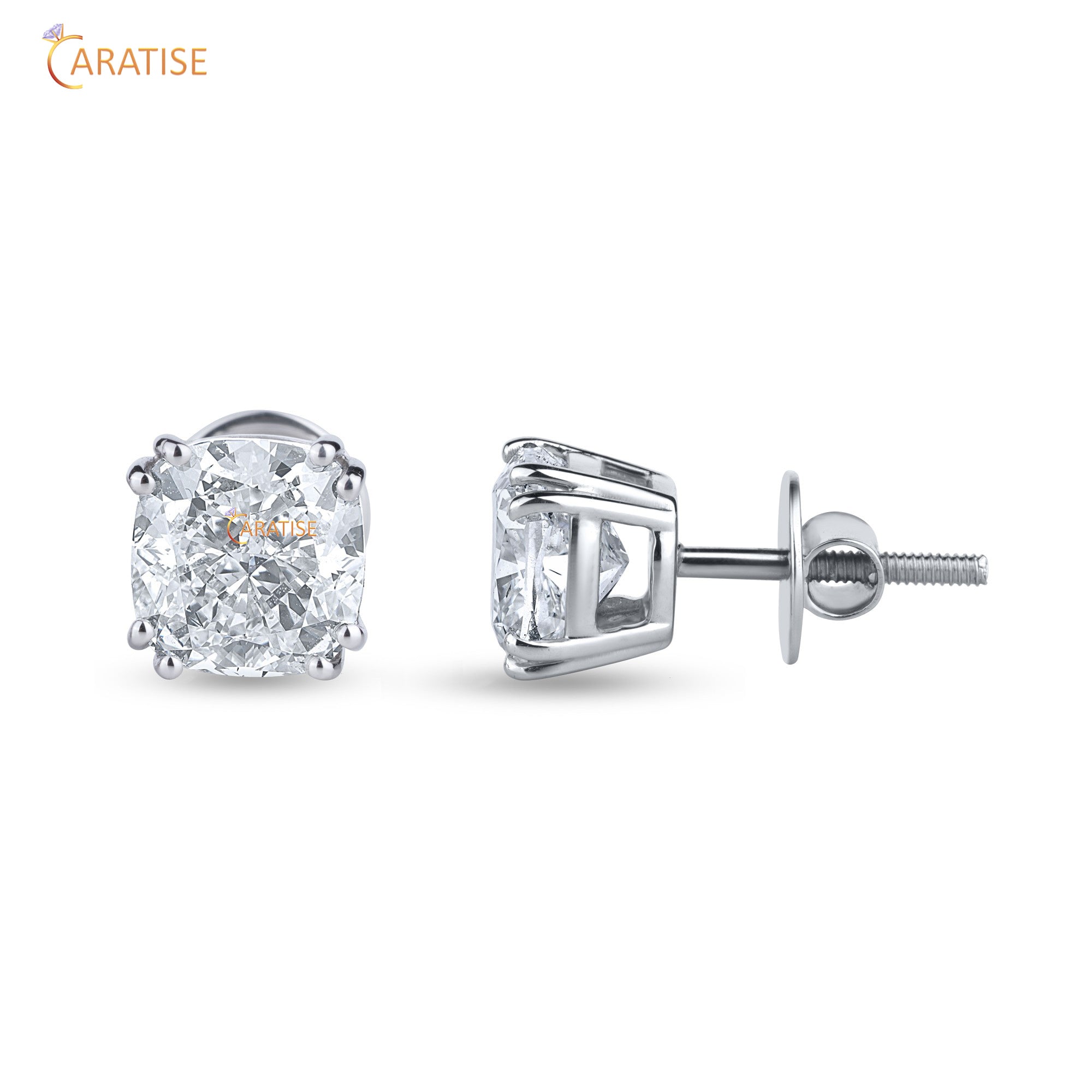 2.24 TDW Cushion Cut Moissanite Diamond Stud arring 925 Silver