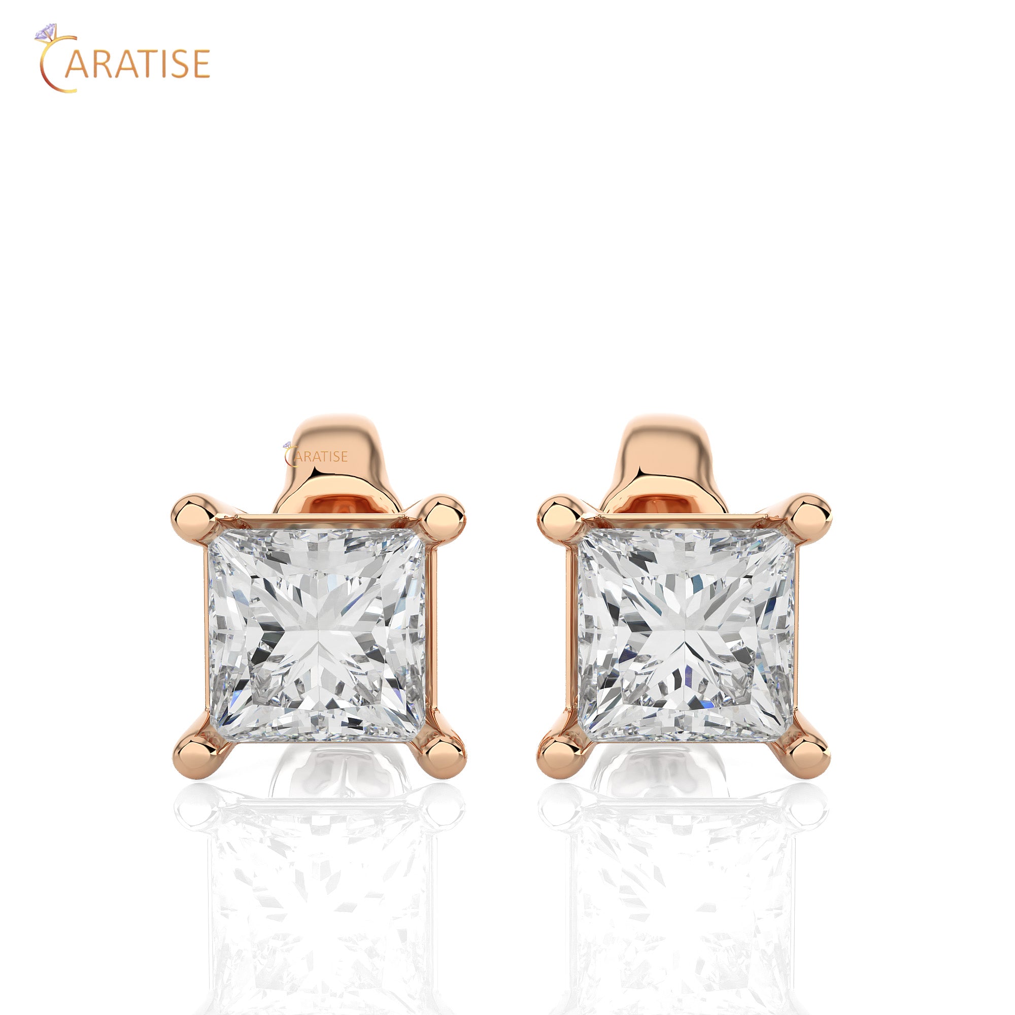 1.00 TDW Princess Cut Moissanite  Diamond Stud Earring