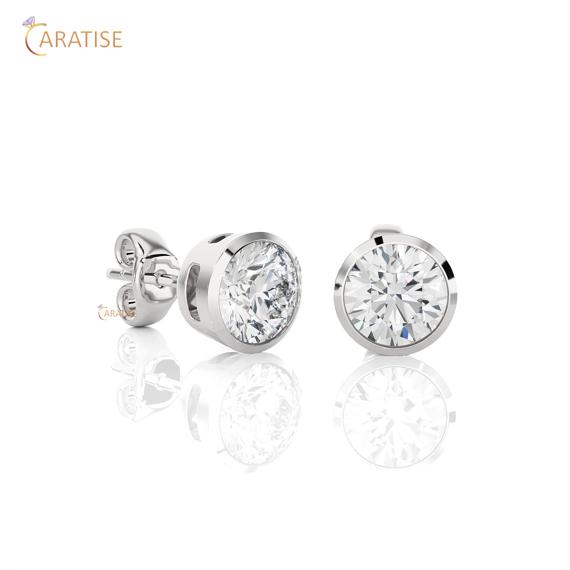 1.18 TDW Round Cut Moissanite Diamond Stud Earring 925 Silver