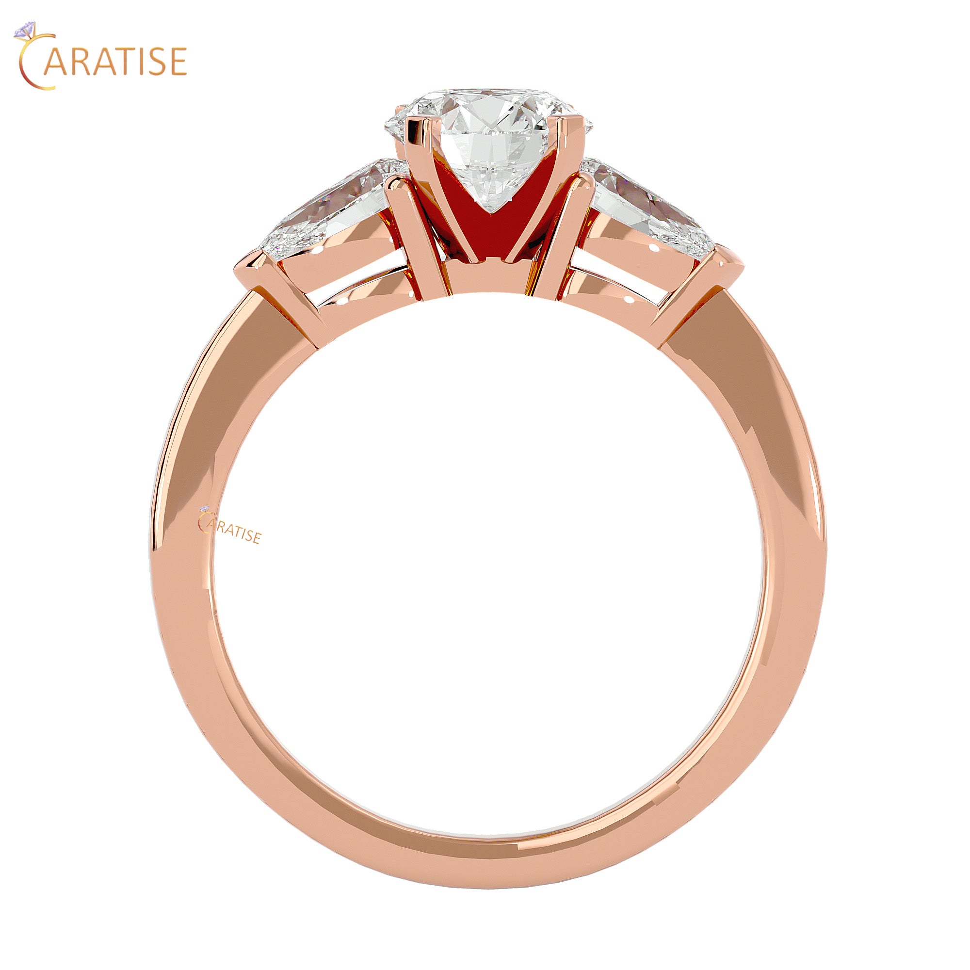 2.18 TDW Round Cut Women's Three Stone Moissanite Diamond Ring 925 Silver