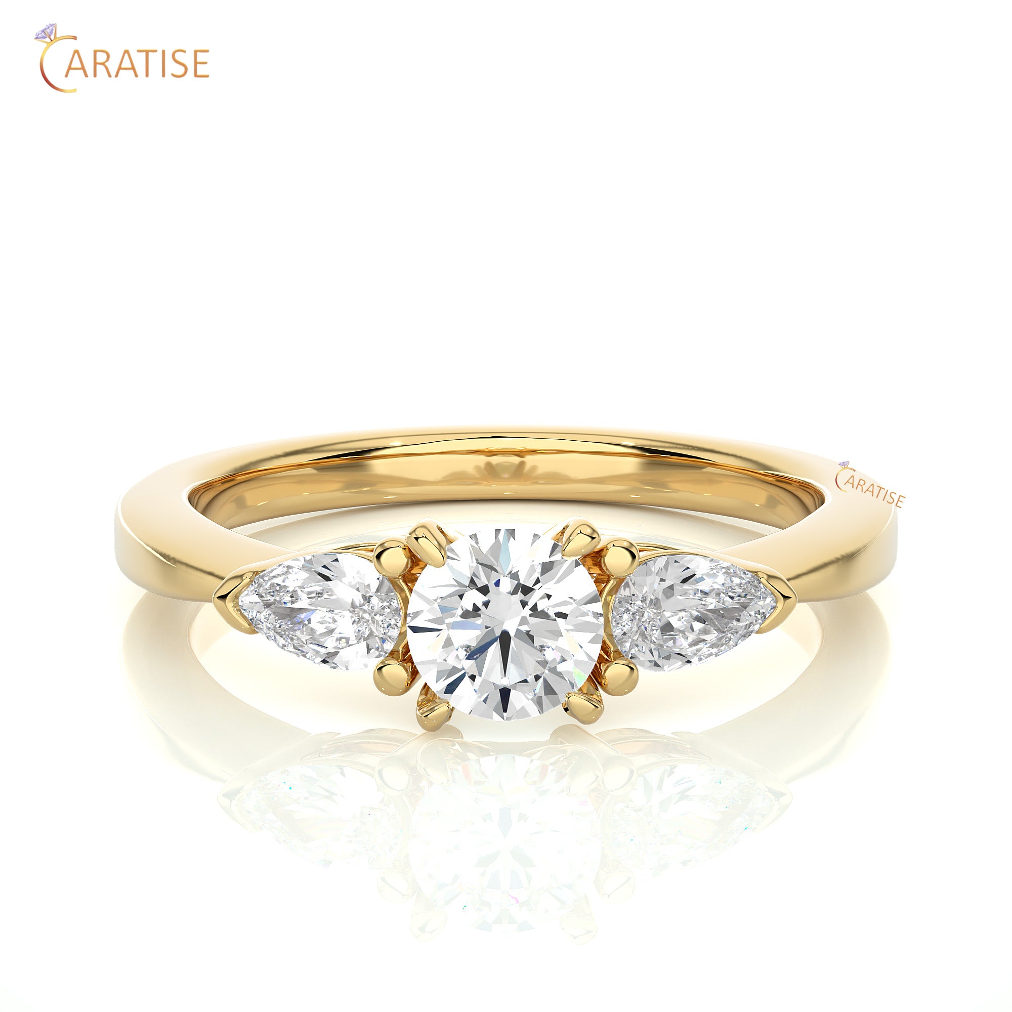 0.99 TDW Round Cut Women's Three Stone Moissanite Diamond Ring 925 Silver