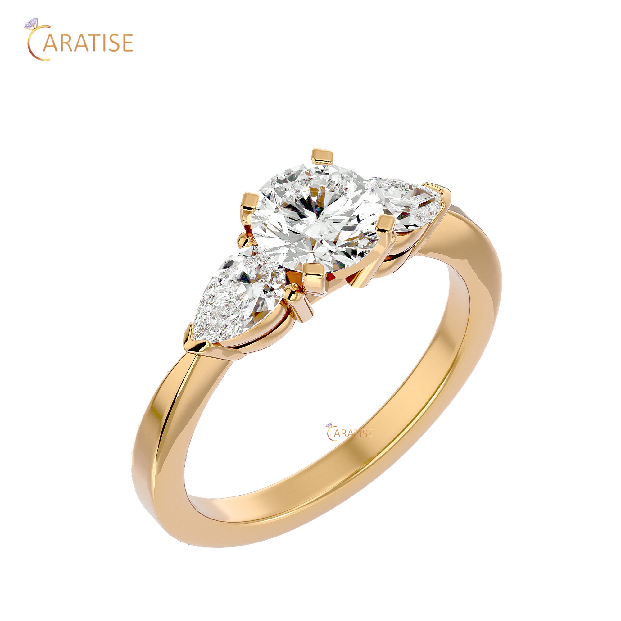 2.18 TDW Round Cut Women's Three Stone Moissanite Diamond Ring 925 Silver