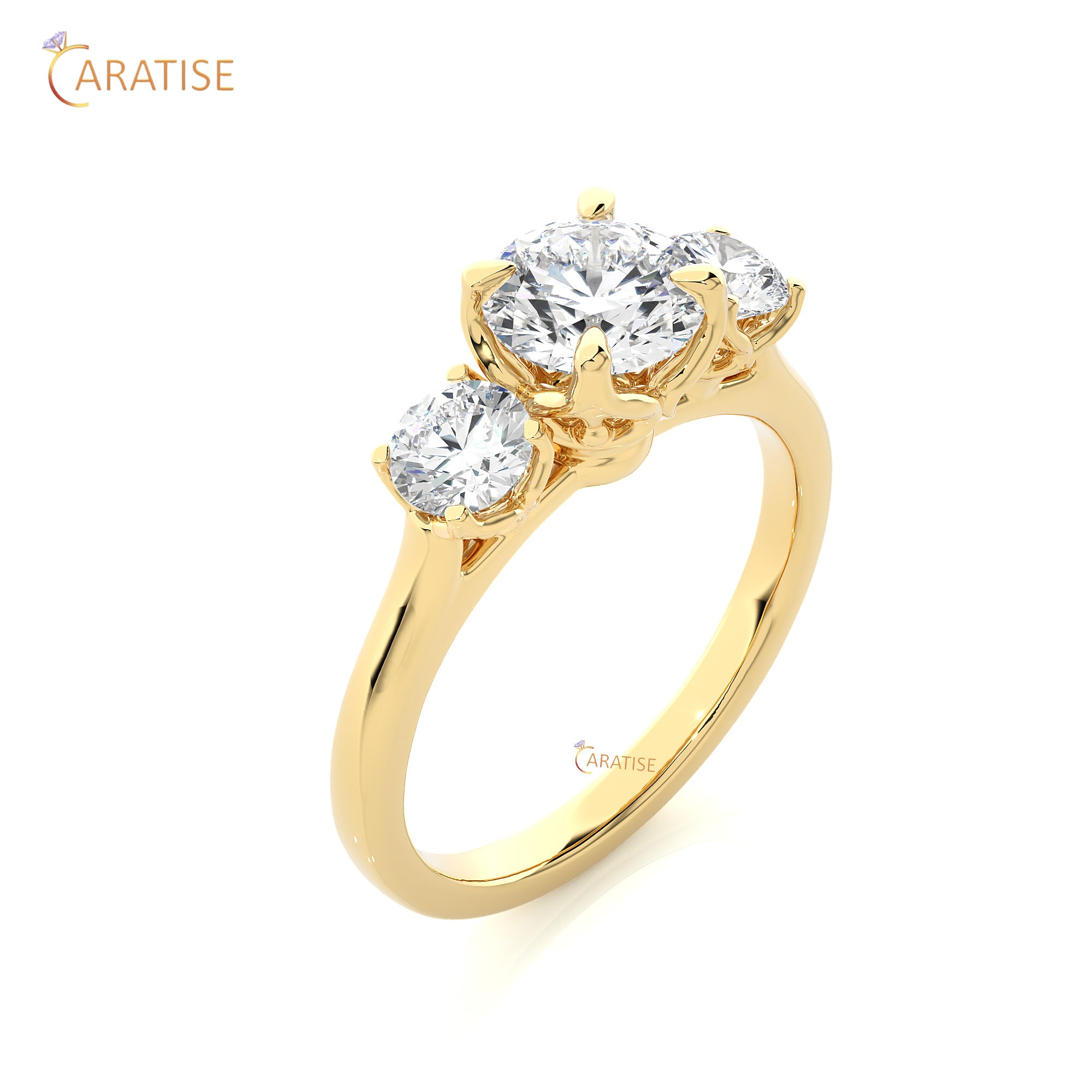 1.62 TDW Round Cut Three Stone Moissanite Diamond Ring 925 Silver