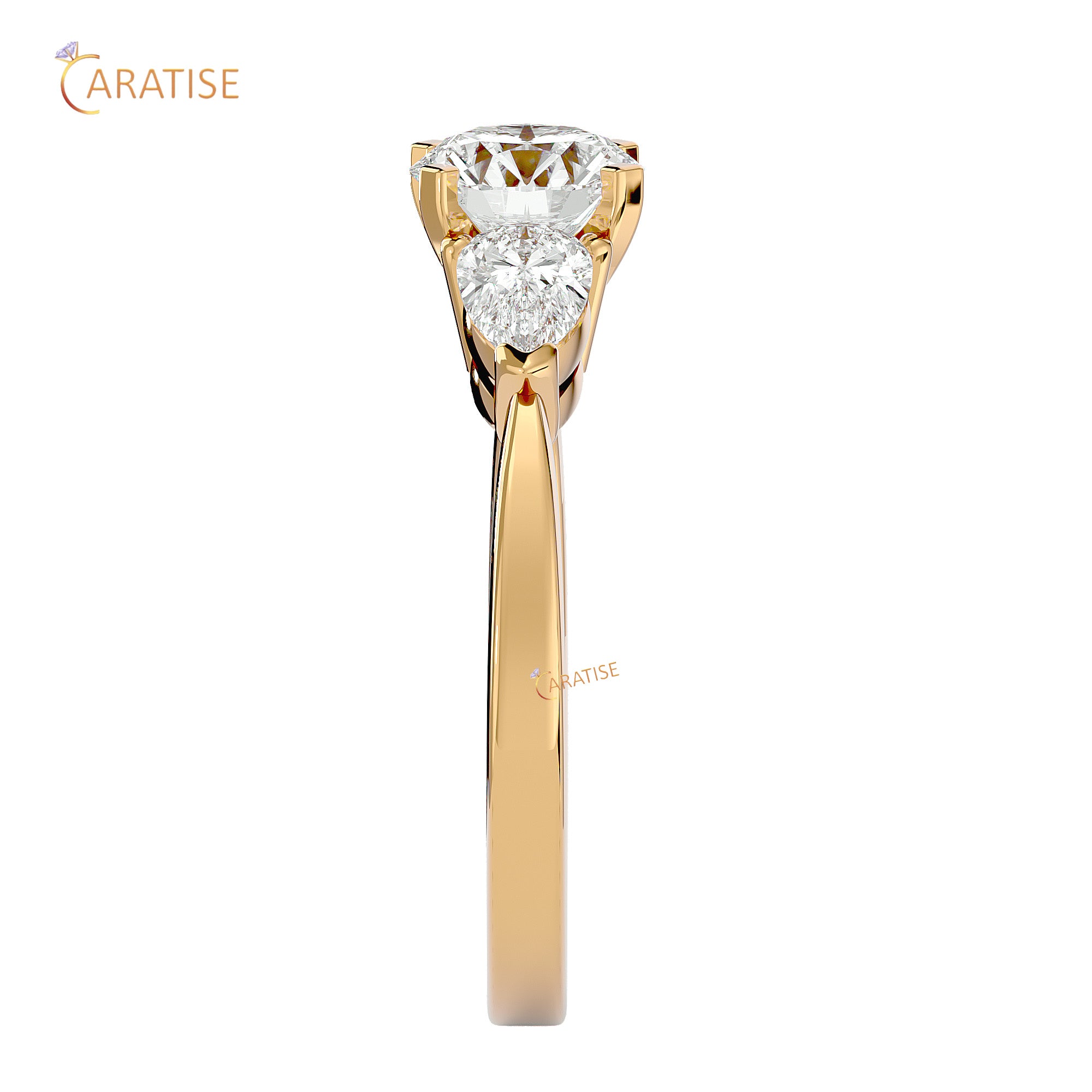 2.18 TDW Round Cut Women's Three Stone Moissanite Diamond Ring 925 Silver