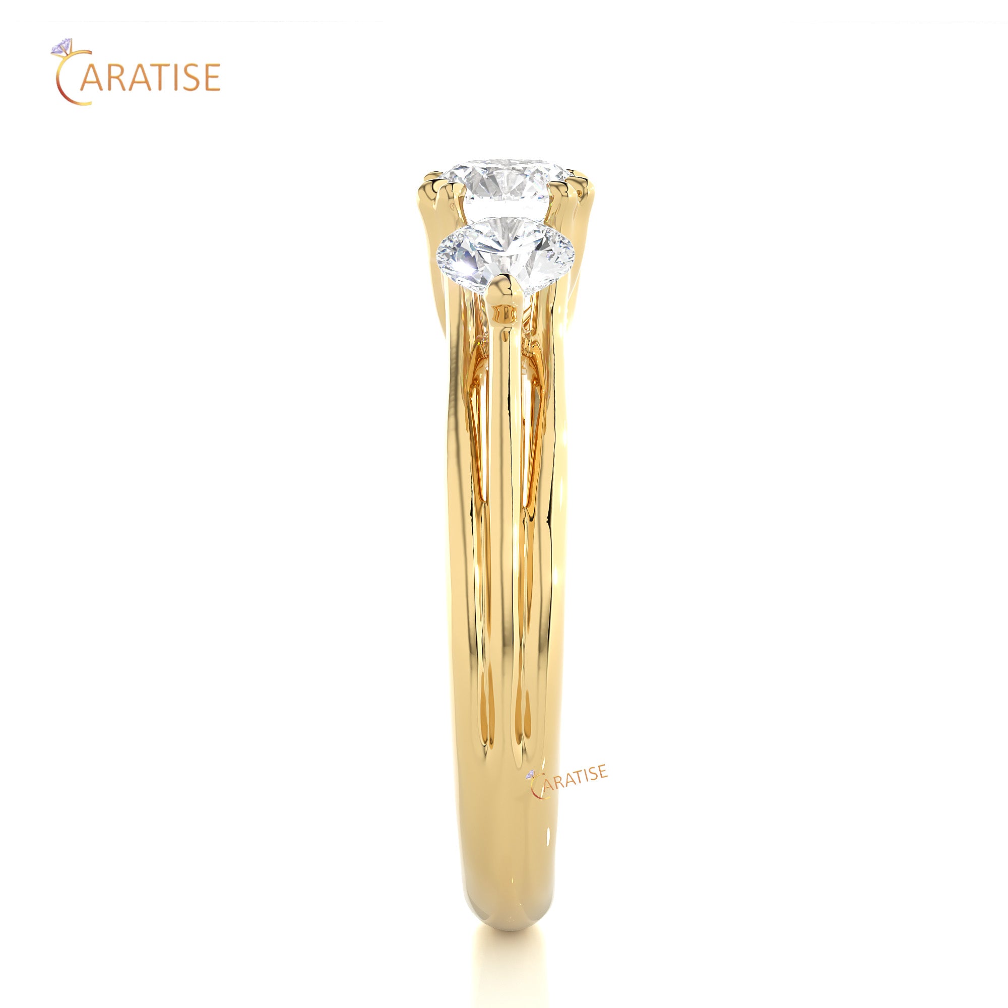 1.39 TDW Round Cut Three Stone Moissanite Diamond Ring 925 Silver