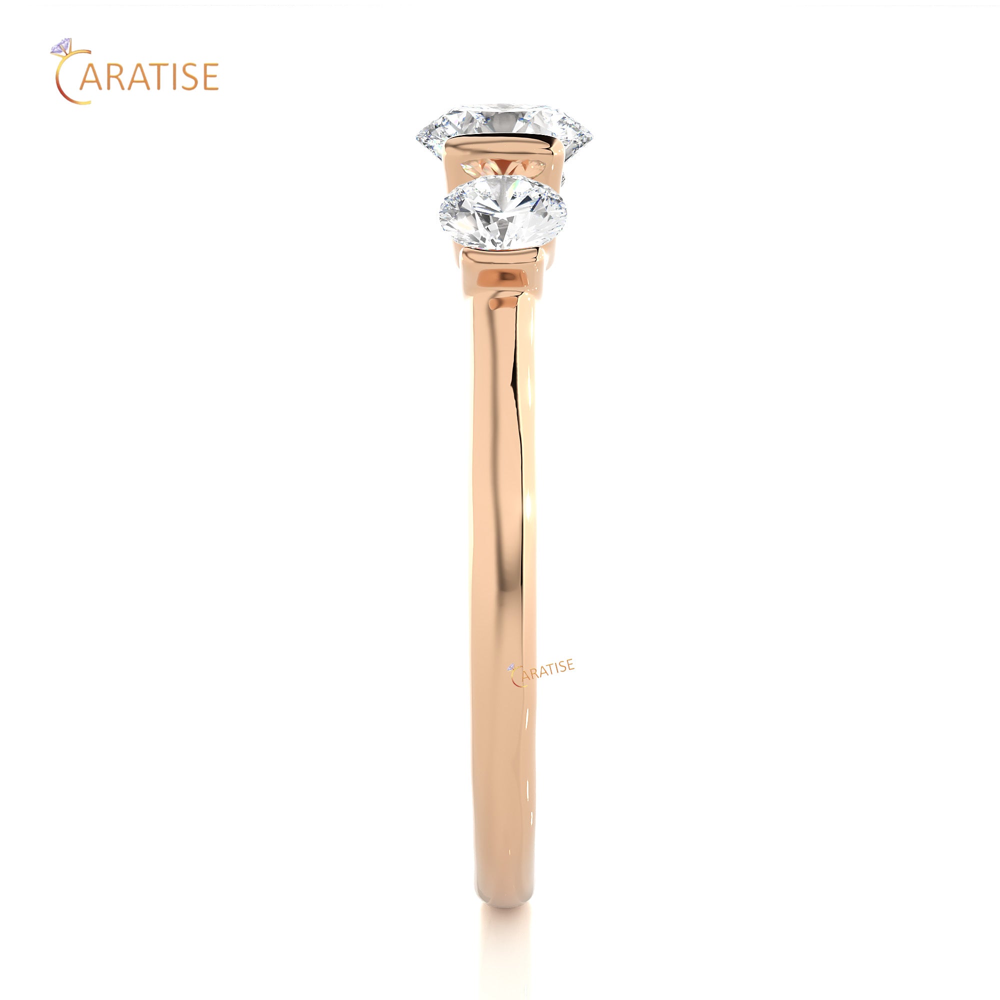 0.88 TDW Round Cut Three Stone Moissanite Diamond Ring 925 Silver