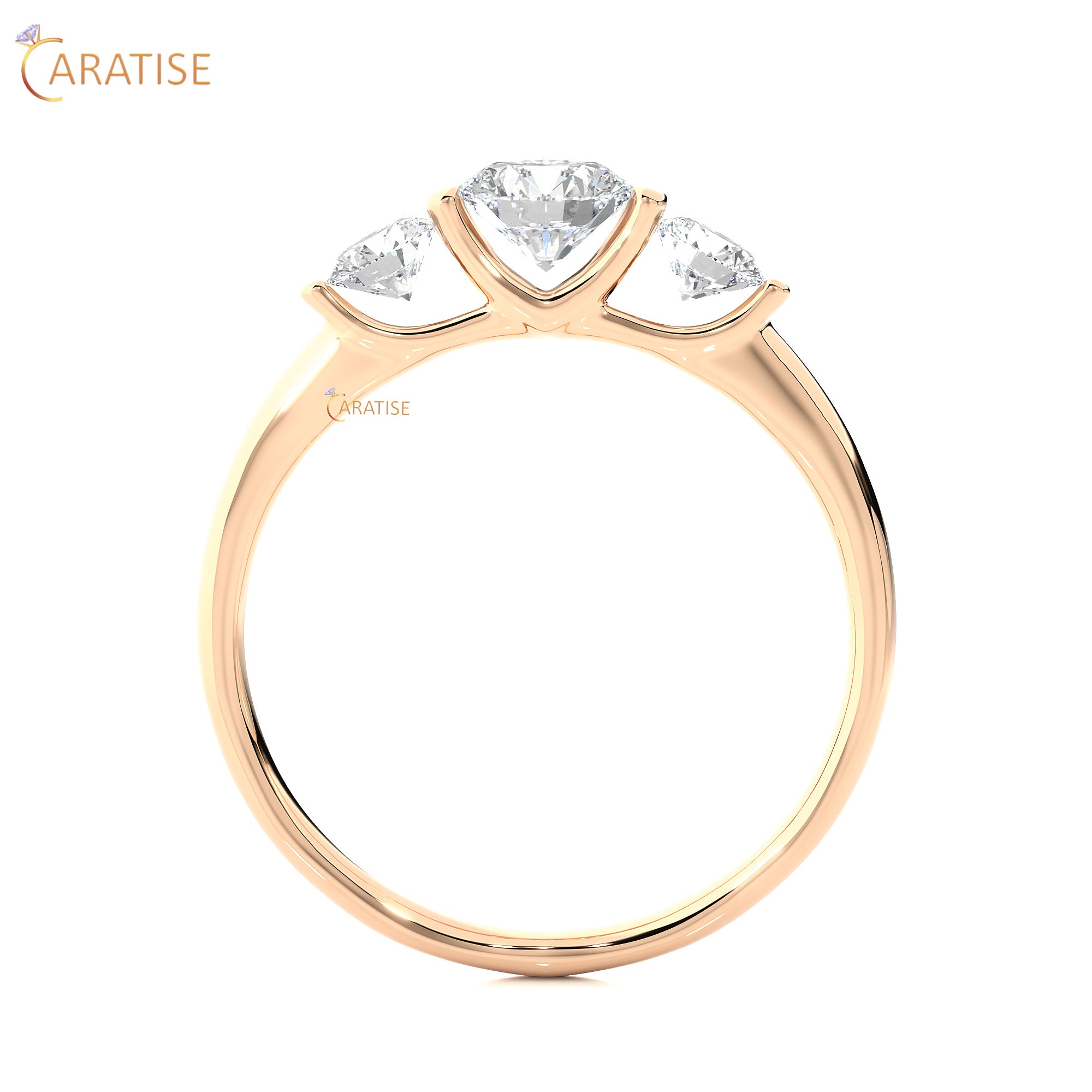 0.88 TDW Round Cut Three Stone Moissanite Diamond Ring 925 Silver