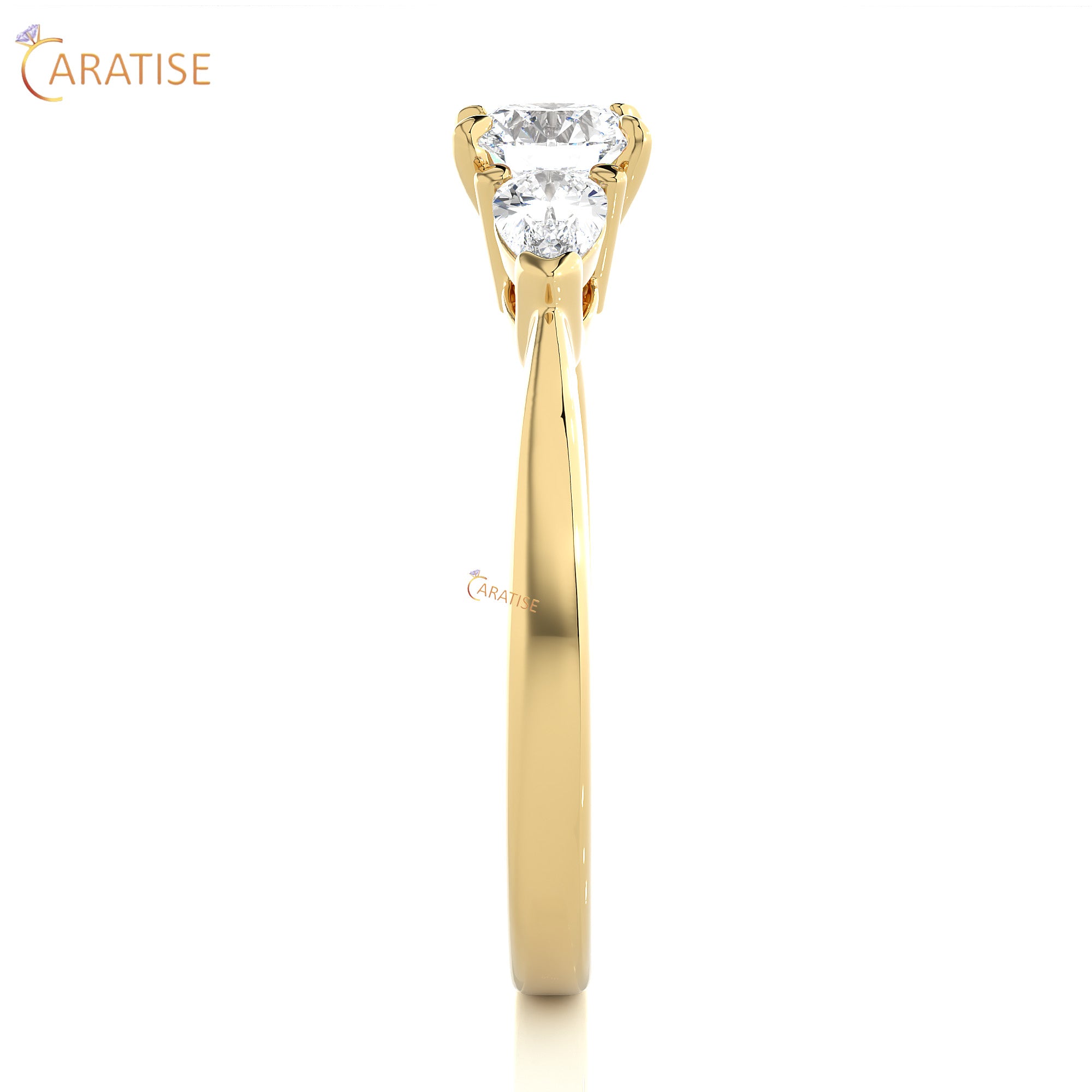 0.99 TDW Round Cut Women's Three Stone Moissanite Diamond Ring 925 Silver