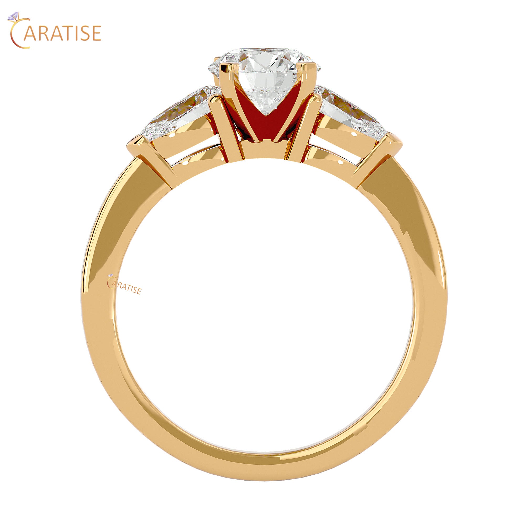 2.18 TDW Round Cut Women's Three Stone Moissanite Diamond Ring 925 Silver