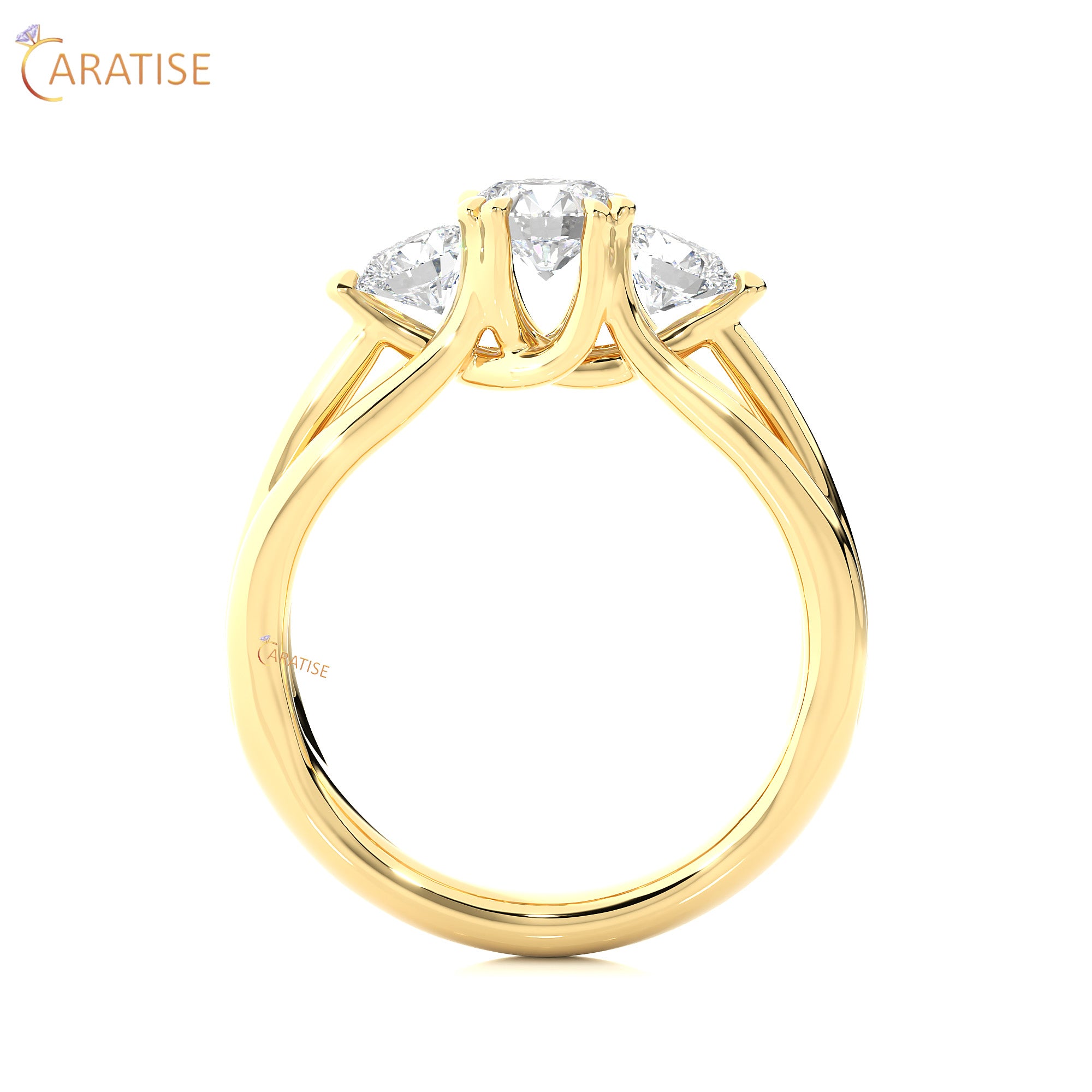 1.39 TDW Round Cut Three Stone Moissanite Diamond Ring 925 Silver