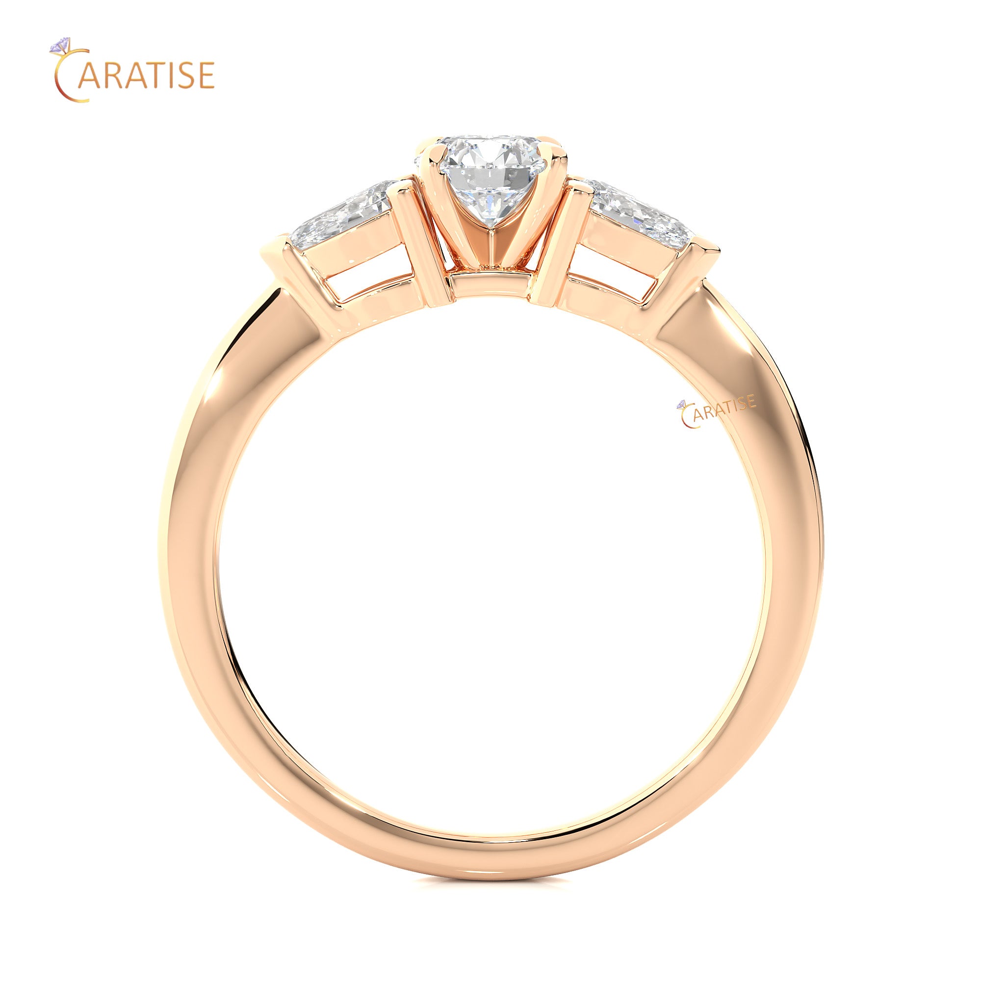 0.99 TDW Round Cut Women's Three Stone Moissanite Diamond Ring 925 Silver