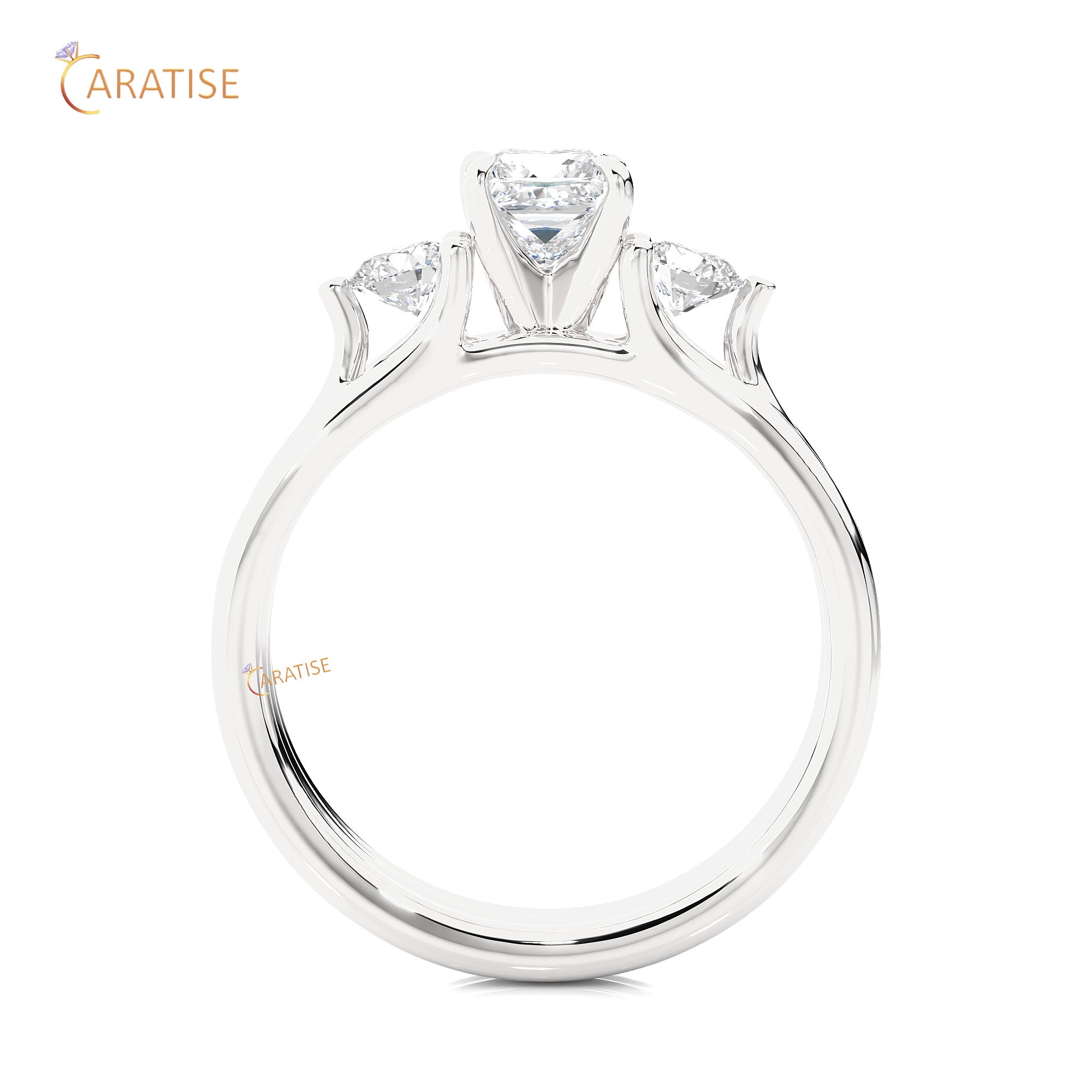 0.96 TDW Round Cut Women's Three Stone Moissanite Diamond Ring 925 Silver