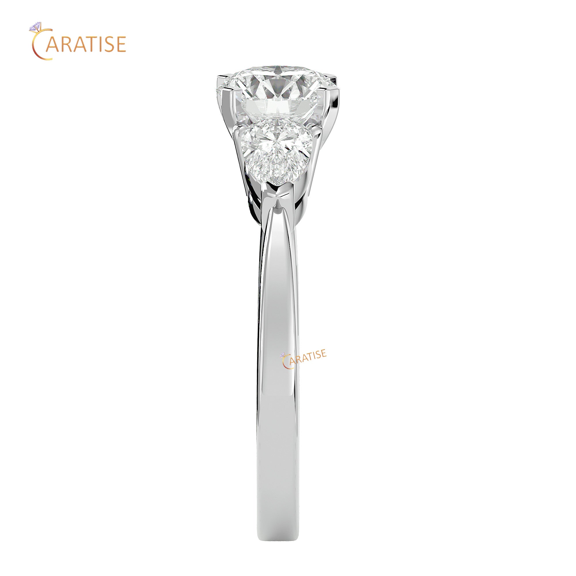 2.18 TDW Round Cut Women's Three Stone Moissanite Diamond Ring 925 Silver