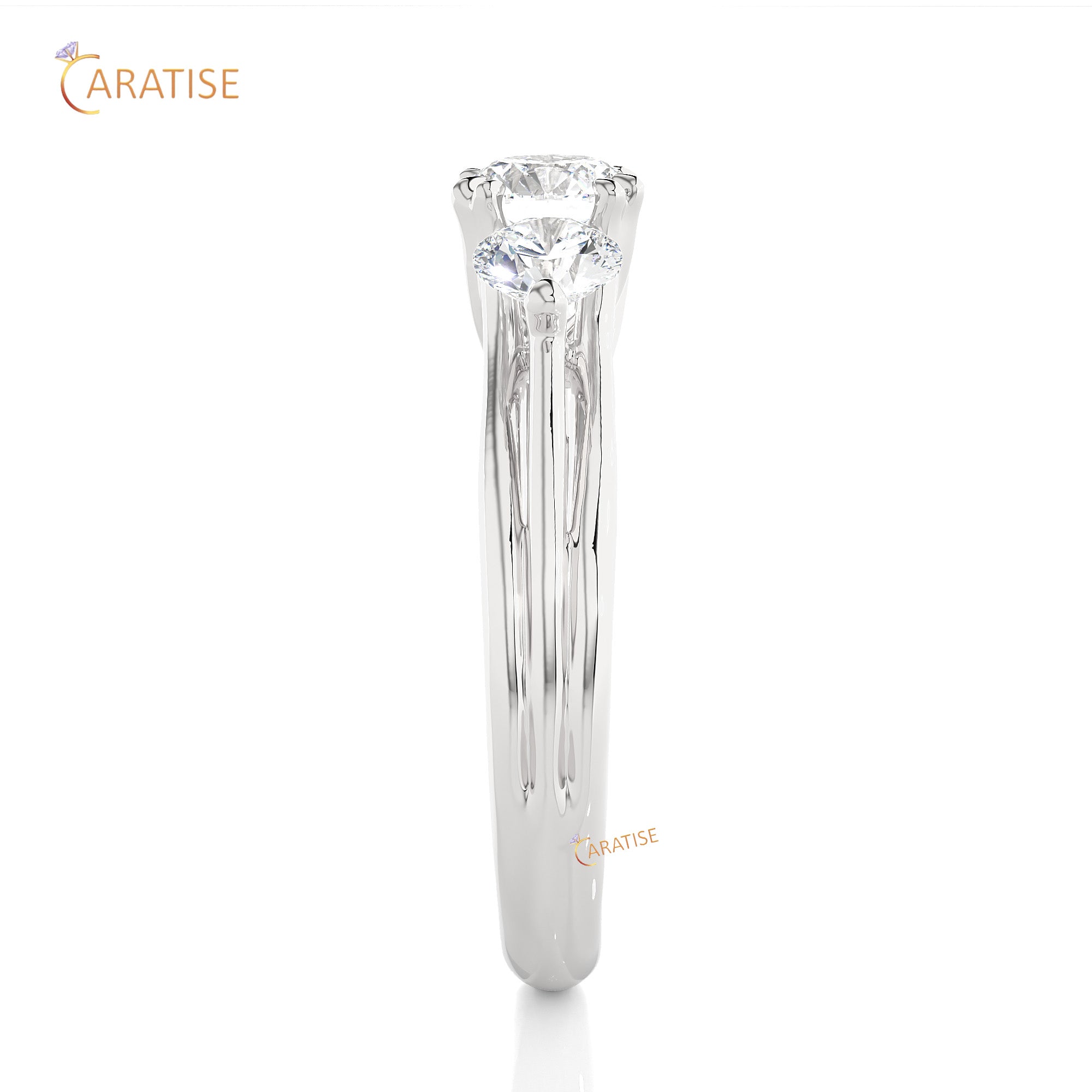 1.39 TDW Round Cut Three Stone Moissanite Diamond Ring 925 Silver