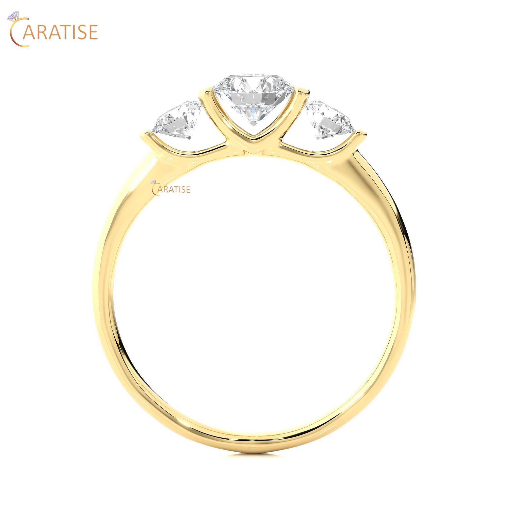 0.88 TDW Round Cut Three Stone Moissanite Diamond Ring 925 Silver