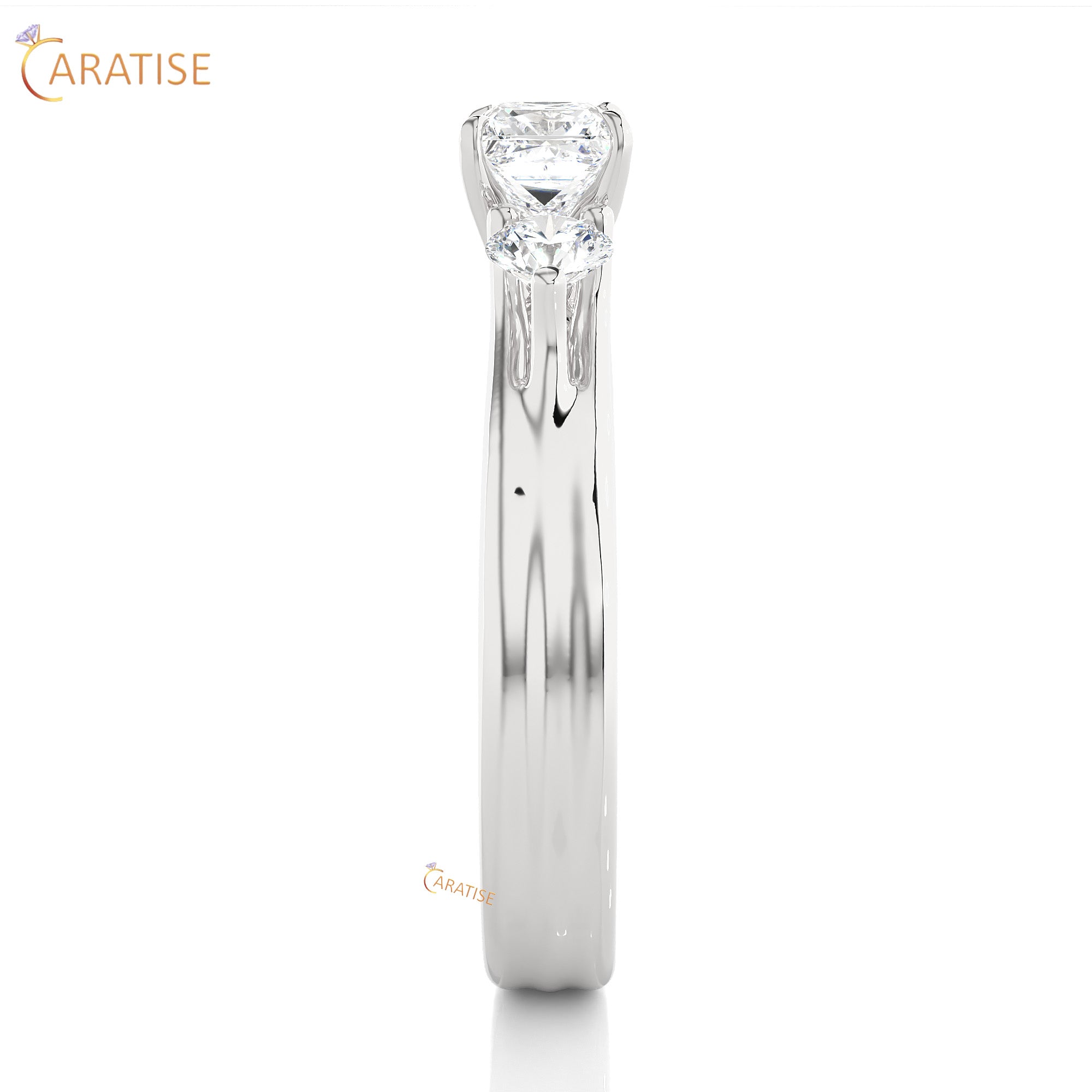 0.96 TDW Round Cut Women's Three Stone Moissanite Diamond Ring 925 Silver