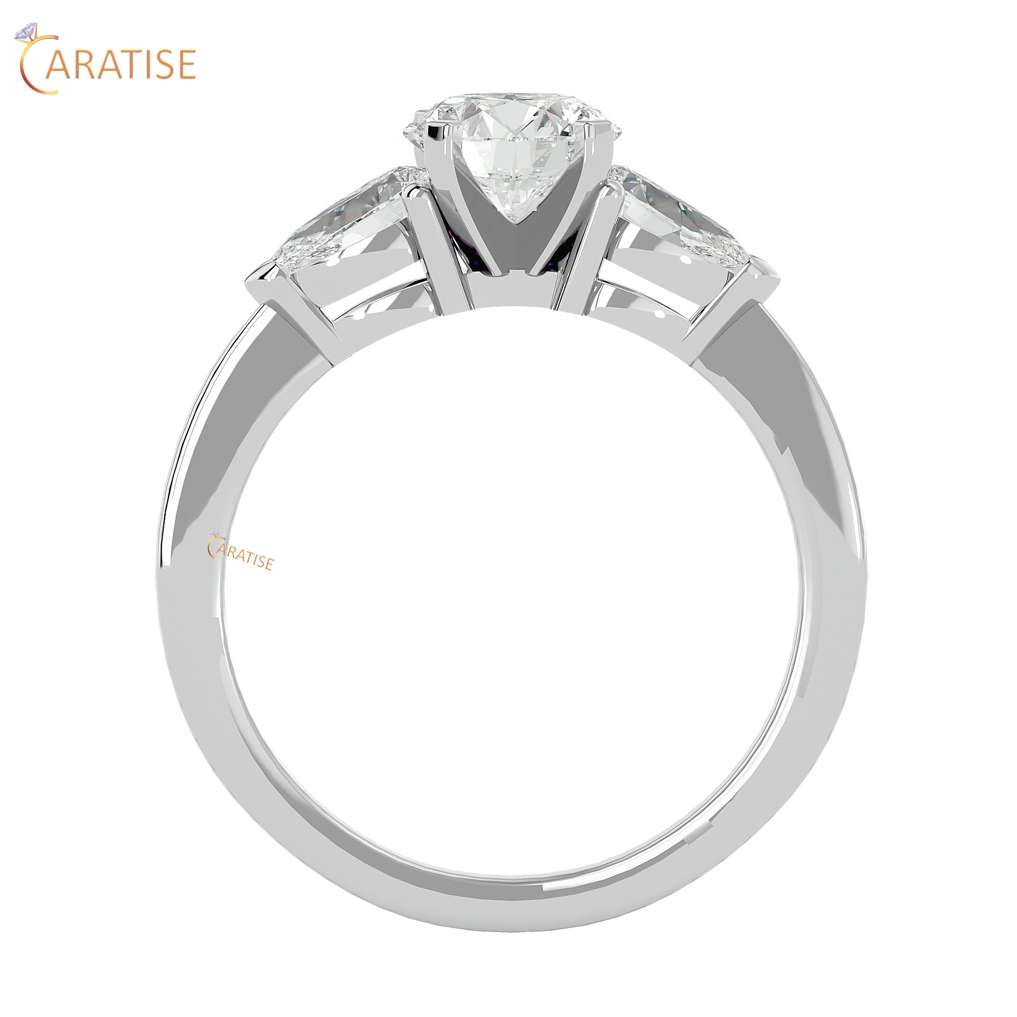 2.18 TDW Round Cut Women's Three Stone Moissanite Diamond Ring 925 Silver