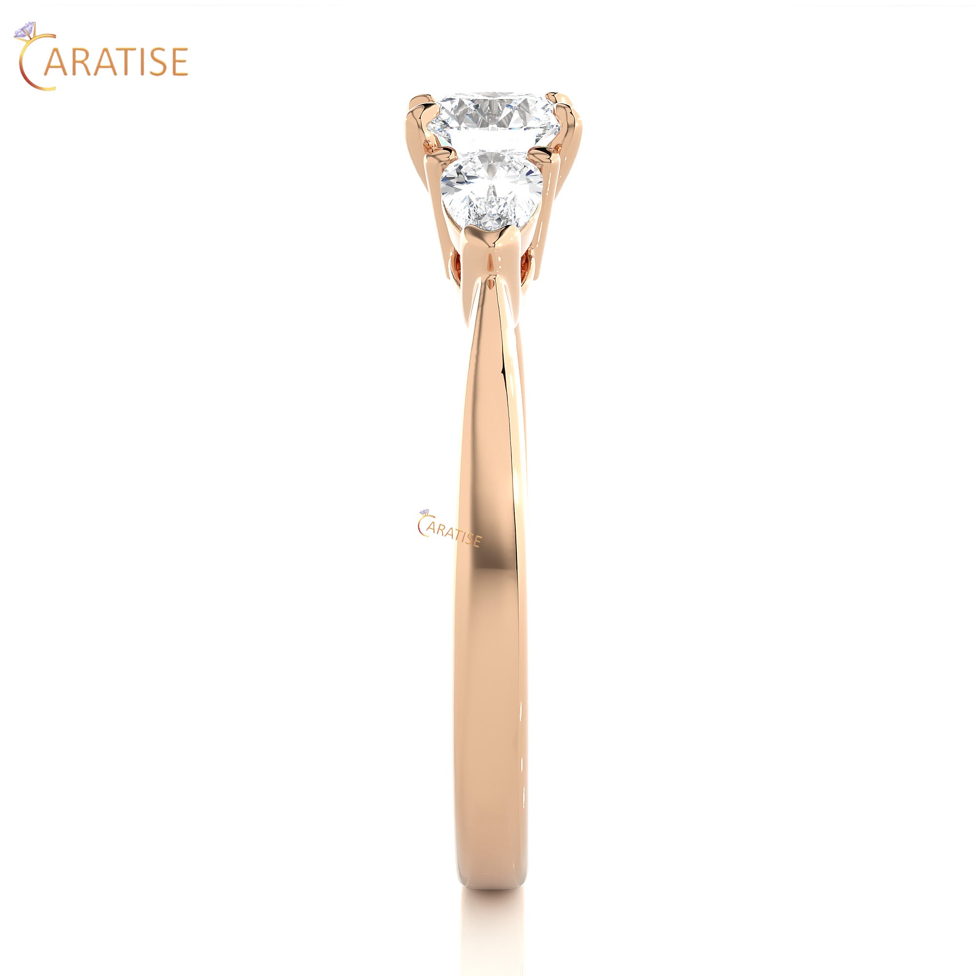 0.99 TDW Round Cut Women's Three Stone Moissanite Diamond Ring 925 Silver