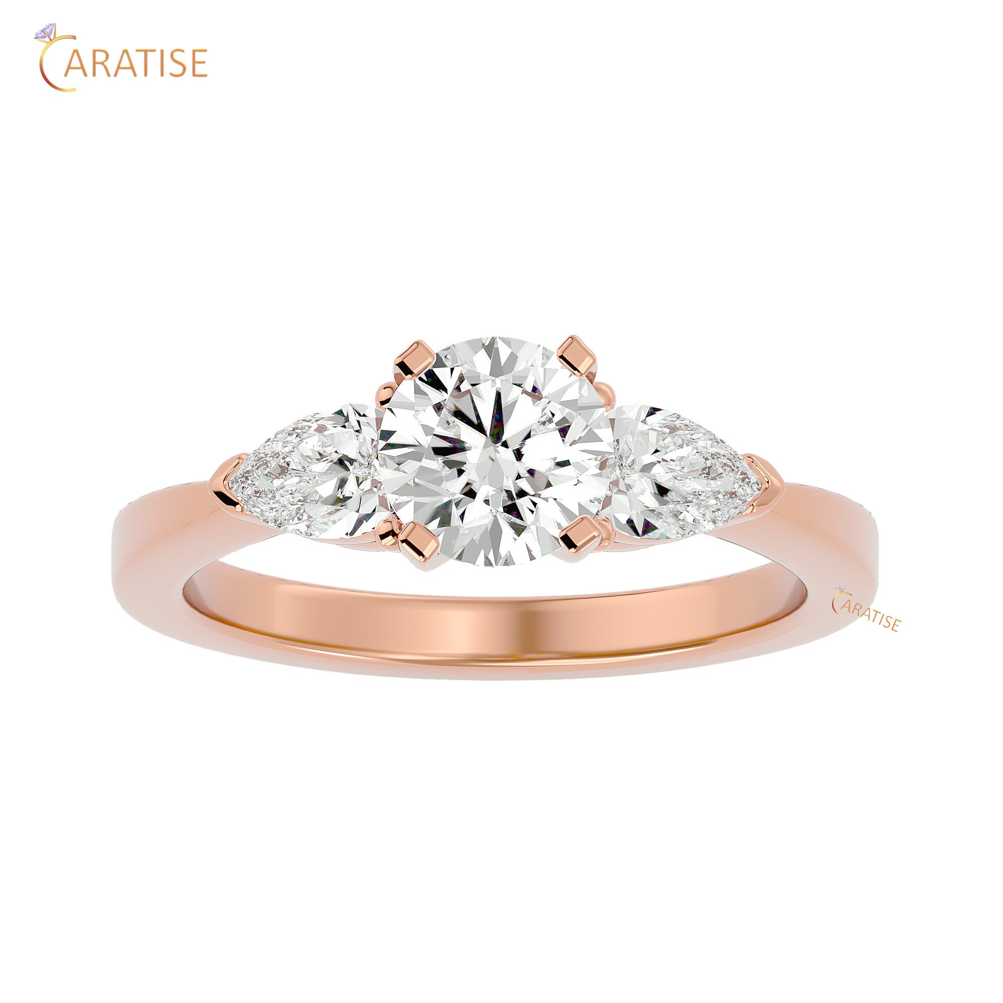 2.18 TDW Round Cut Women's Three Stone Moissanite Diamond Ring 925 Silver