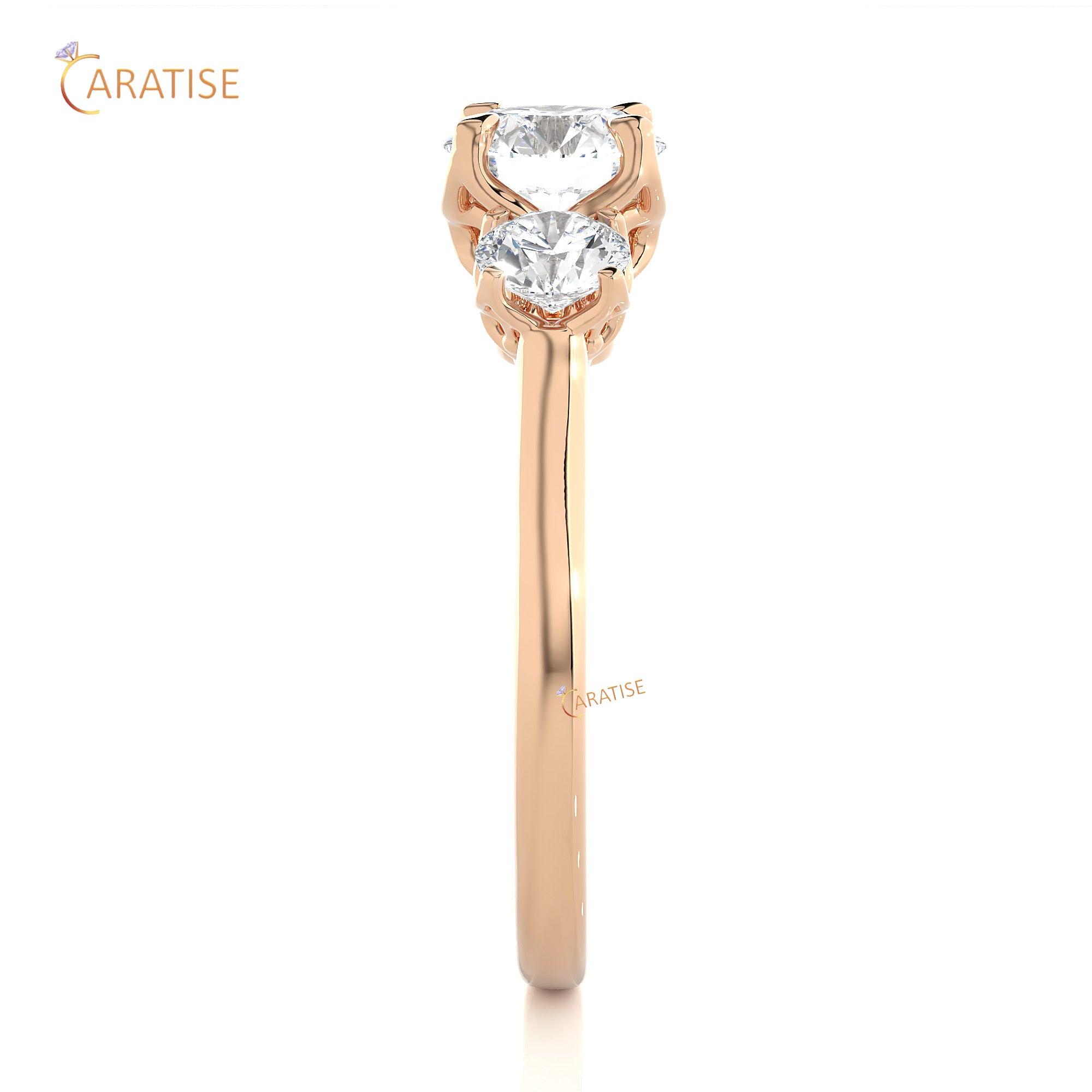 1.62 TDW Round Cut Three Stone Moissanite Diamond Ring 925 Silver