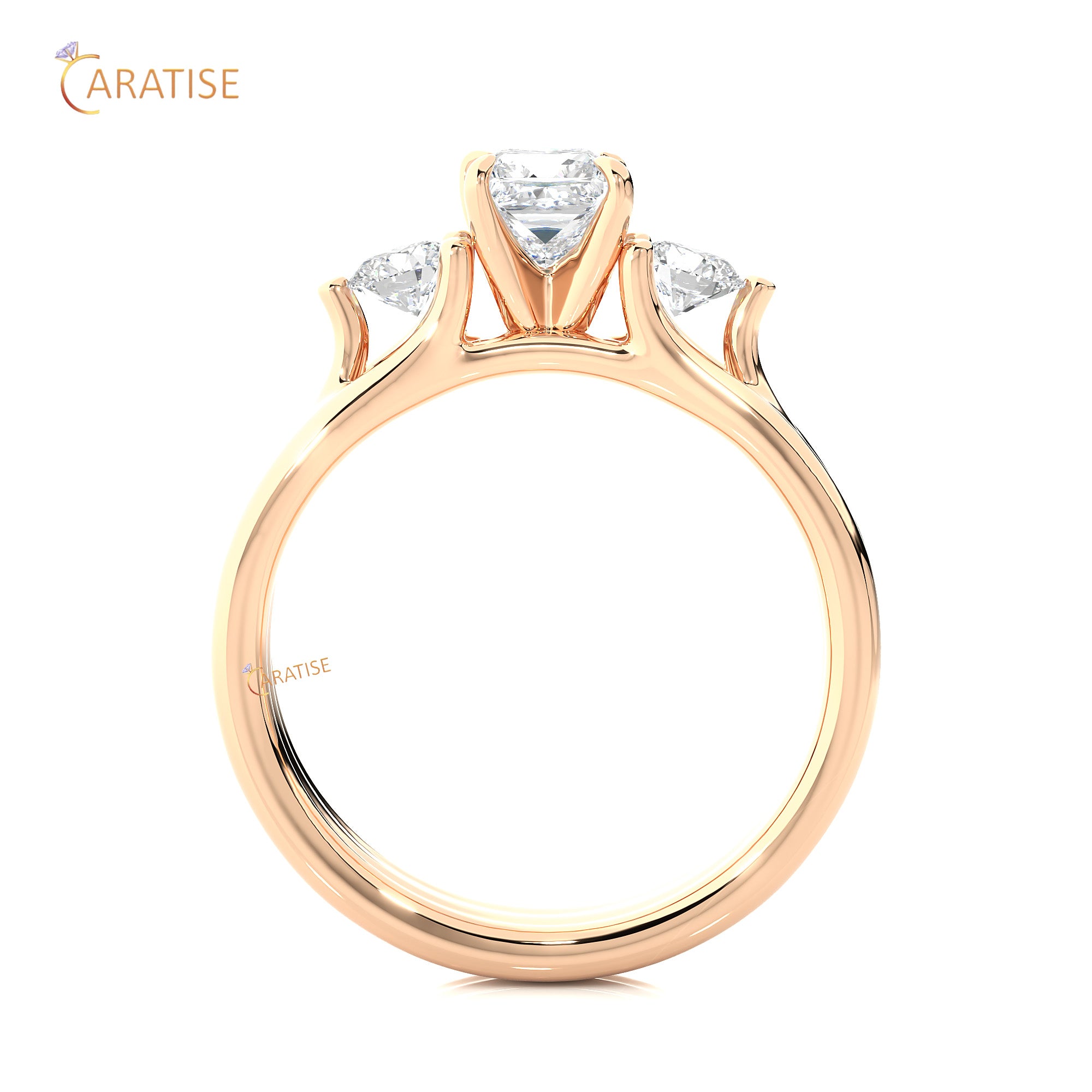 0.96 TDW Round Cut Women's Three Stone Moissanite Diamond Ring 925 Silver