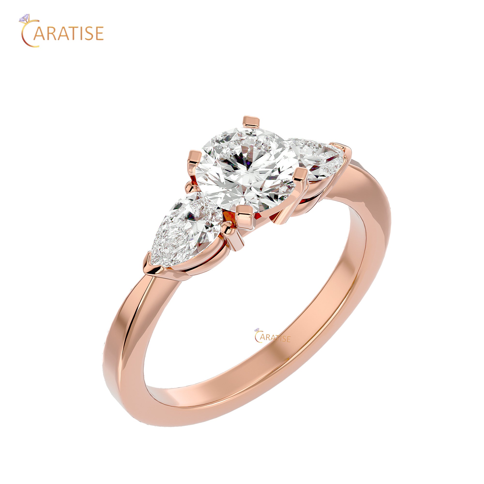 2.18 TDW Round Cut Women's Three Stone Moissanite Diamond Ring 925 Silver