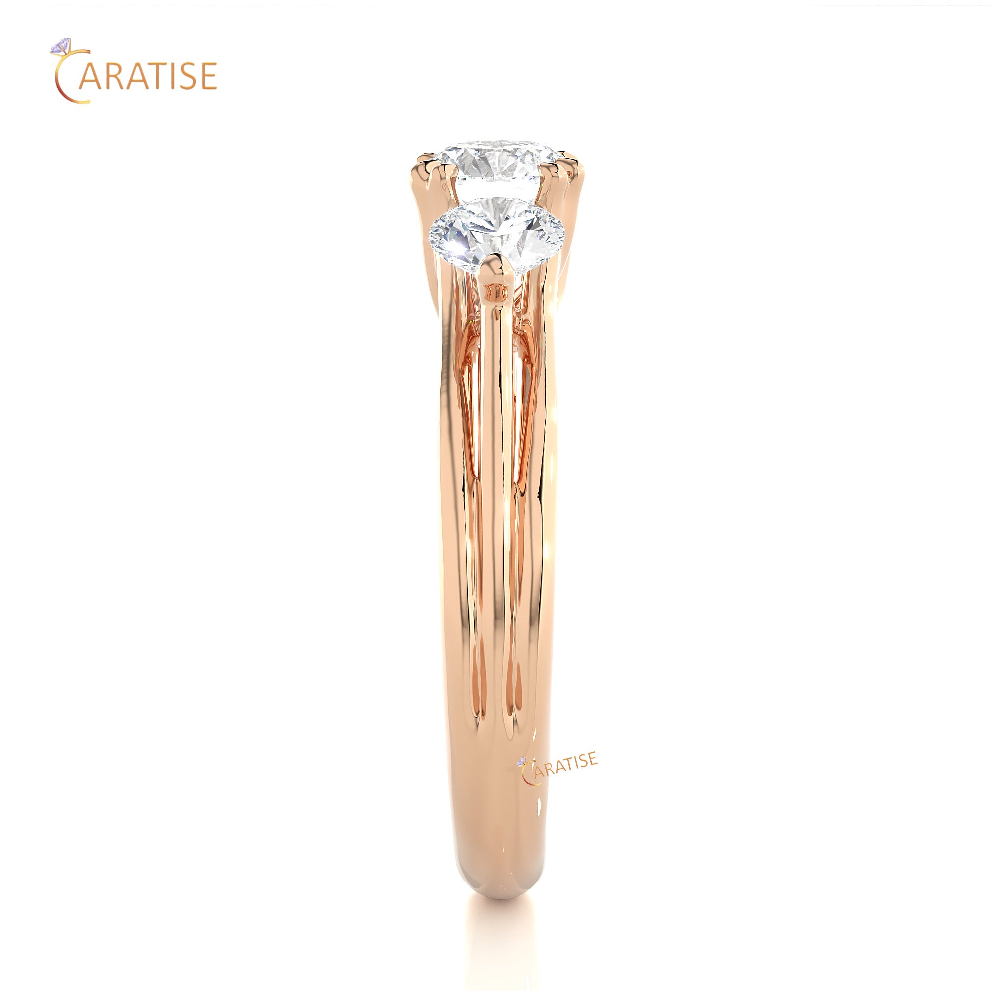 1.39 TDW Round Cut Three Stone Moissanite Diamond Ring 925 Silver