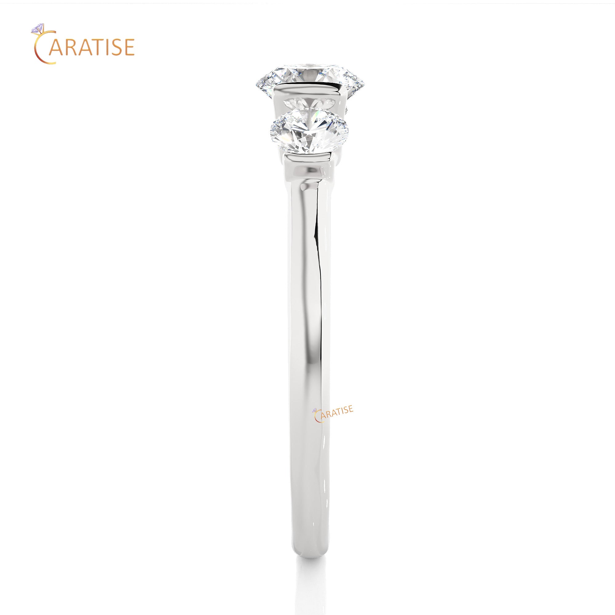 0.88 TDW Round Cut Three Stone Moissanite Diamond Ring 925 Silver