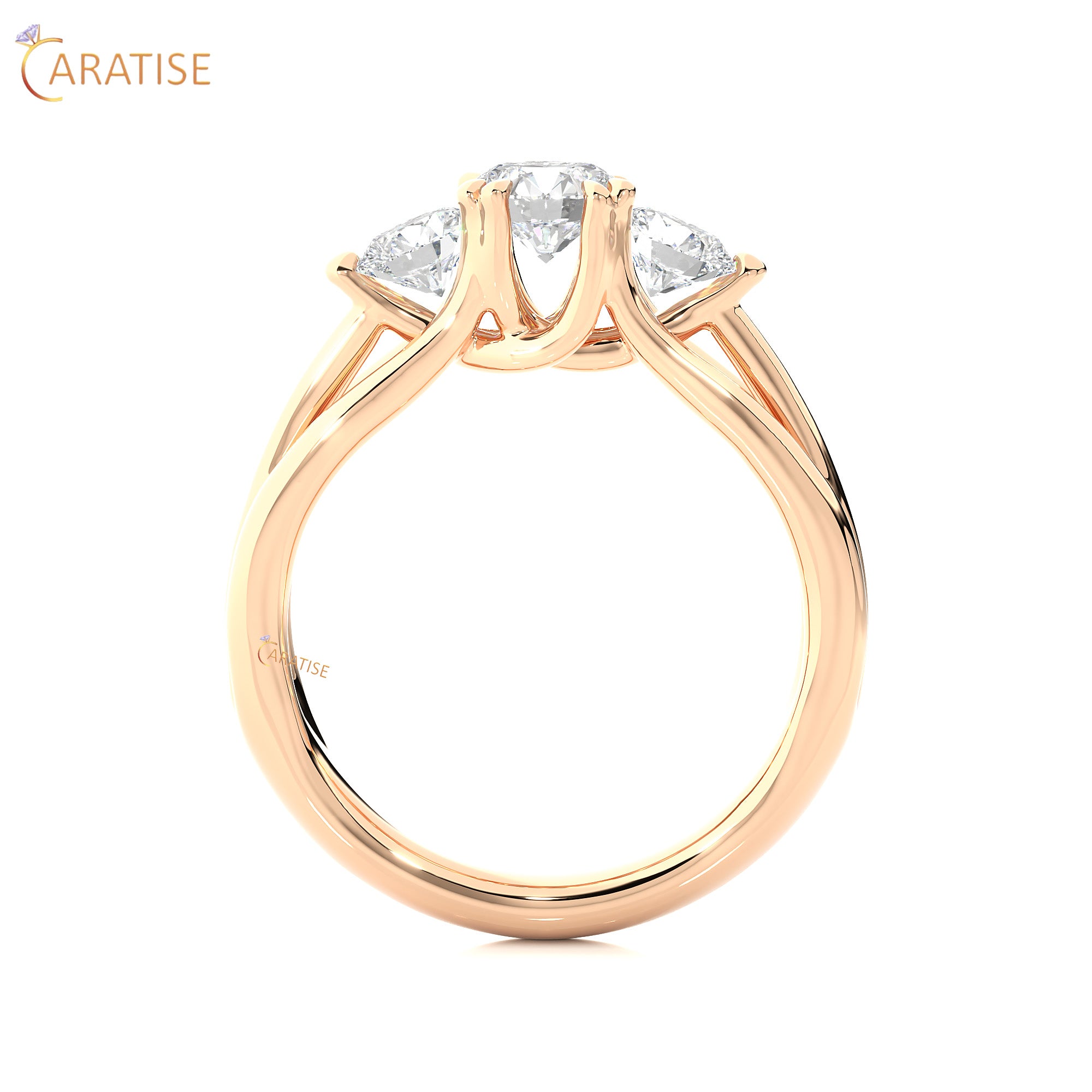 1.39 TDW Round Cut Three Stone Moissanite Diamond Ring 925 Silver