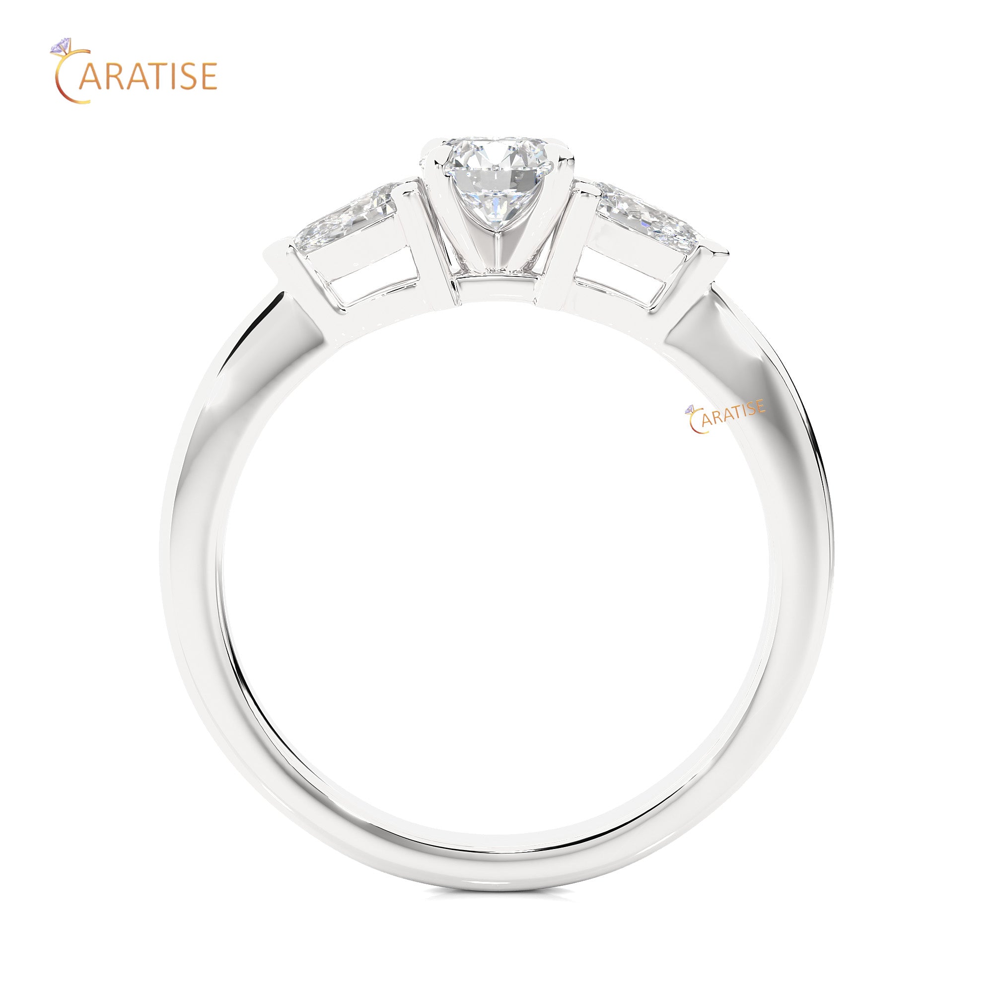 0.99 TDW Round Cut Women's Three Stone Moissanite Diamond Ring 925 Silver